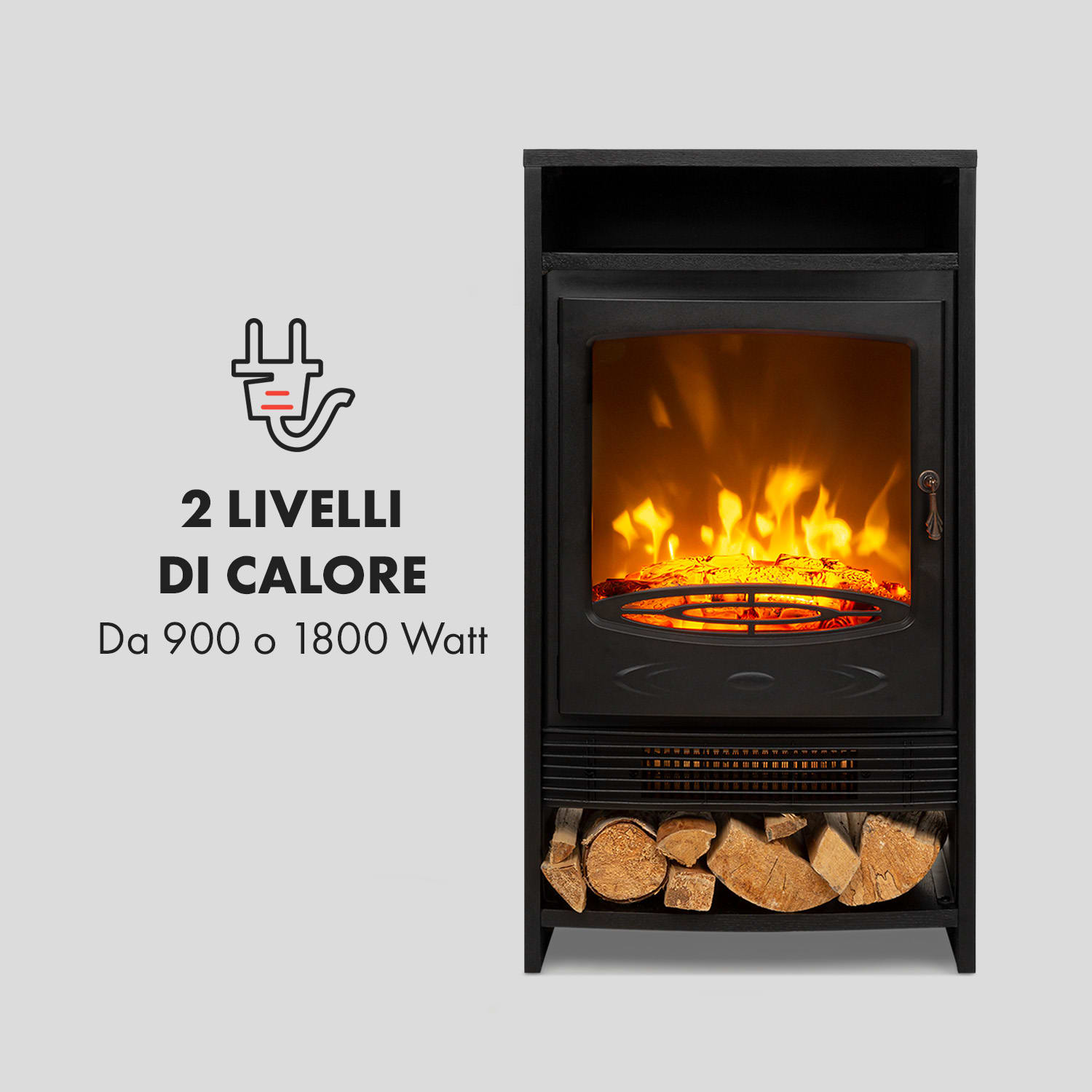 Camino elettrico Bergamo 900/1800W termostato aspetto legno 