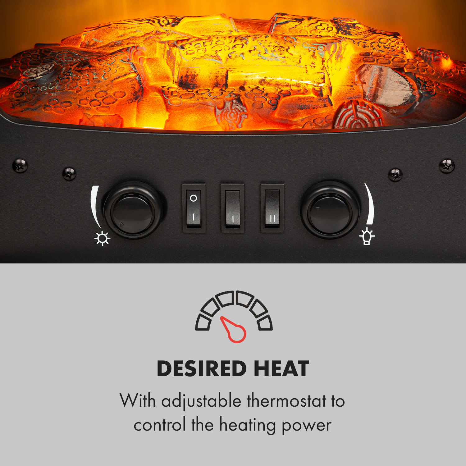 Bergamo, elektromos kandalló, 900/1800 W, termosztát, fa kialakítás, fekete 