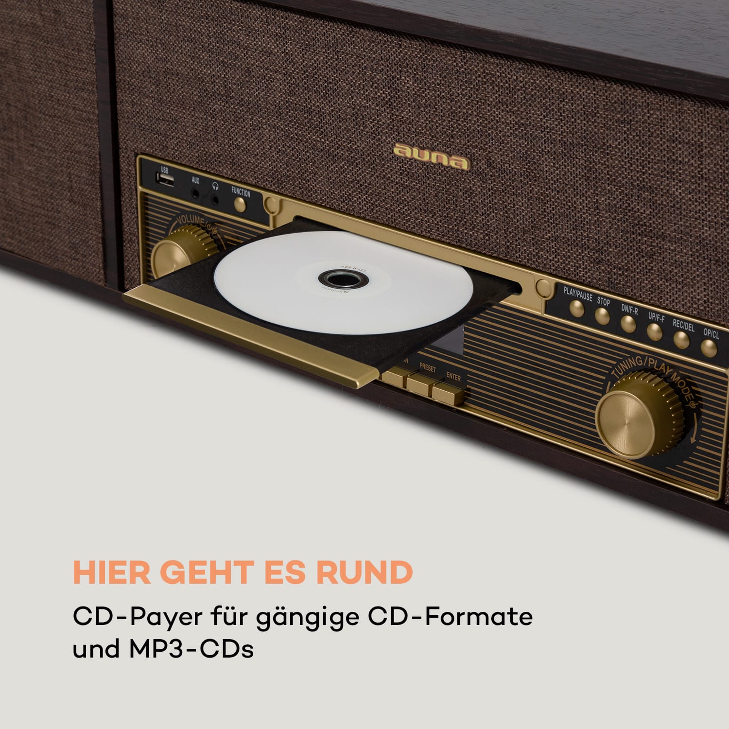 Belle Epoque 1912 platine vinyle rétro CD BT USB DAB+/FM marron 
