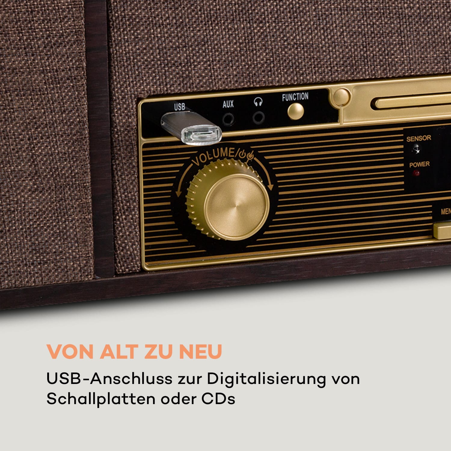 Belle Epoque 1912 platine vinyle rétro CD BT USB DAB+/FM marron 
