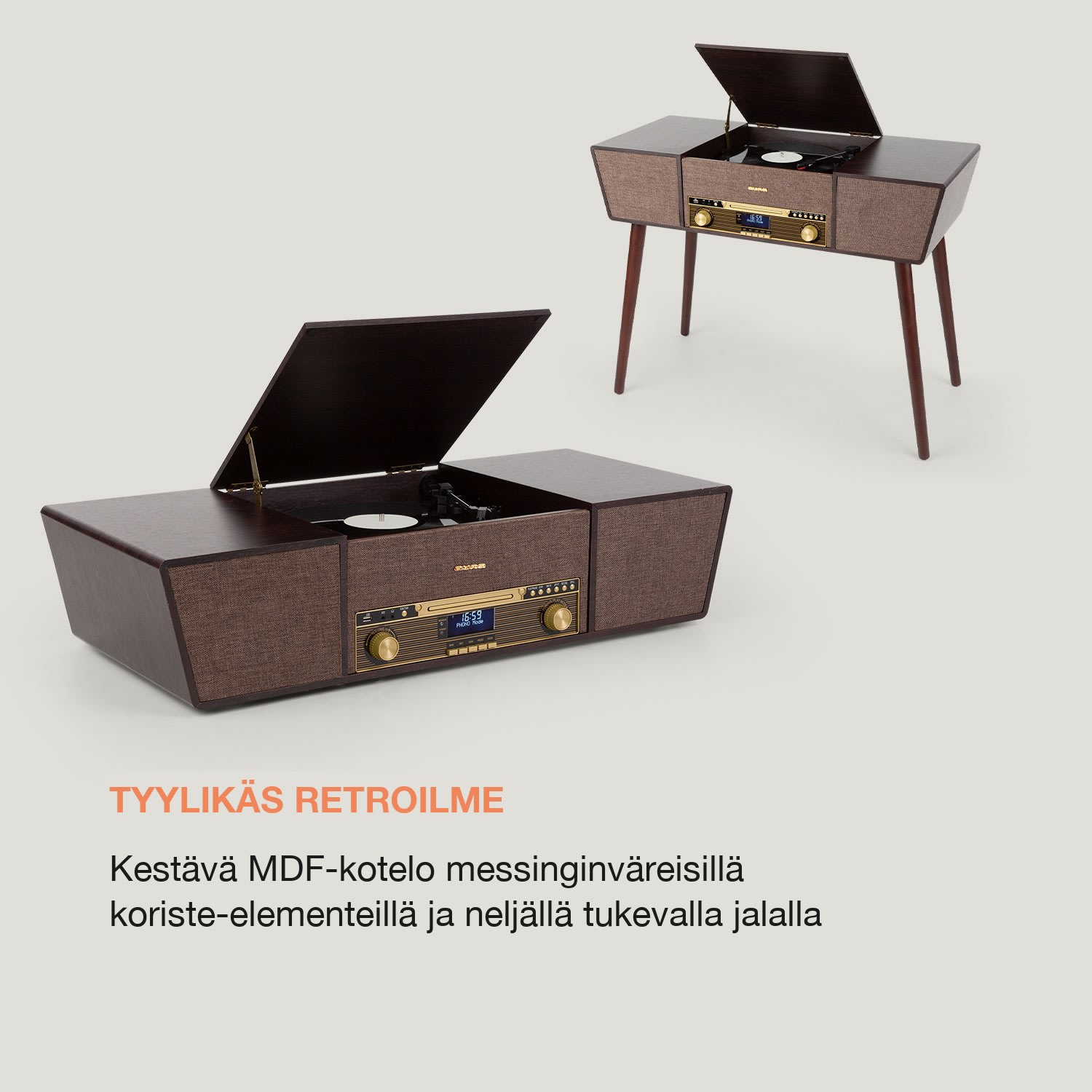 Belle Epoque 1912 retrolevysoitin CD BT USB DAB+/UKW ruskea 