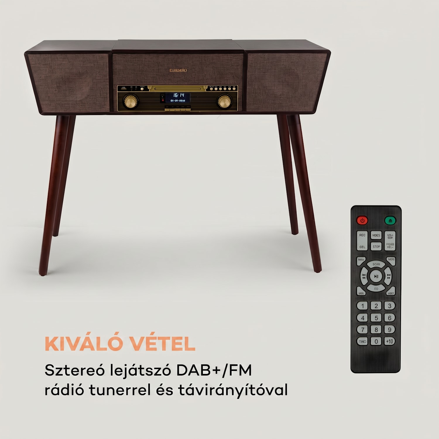 Belle Epoque 1912, retró lemezjátszó, CD, BT, USB, DAB+/FM, barna 