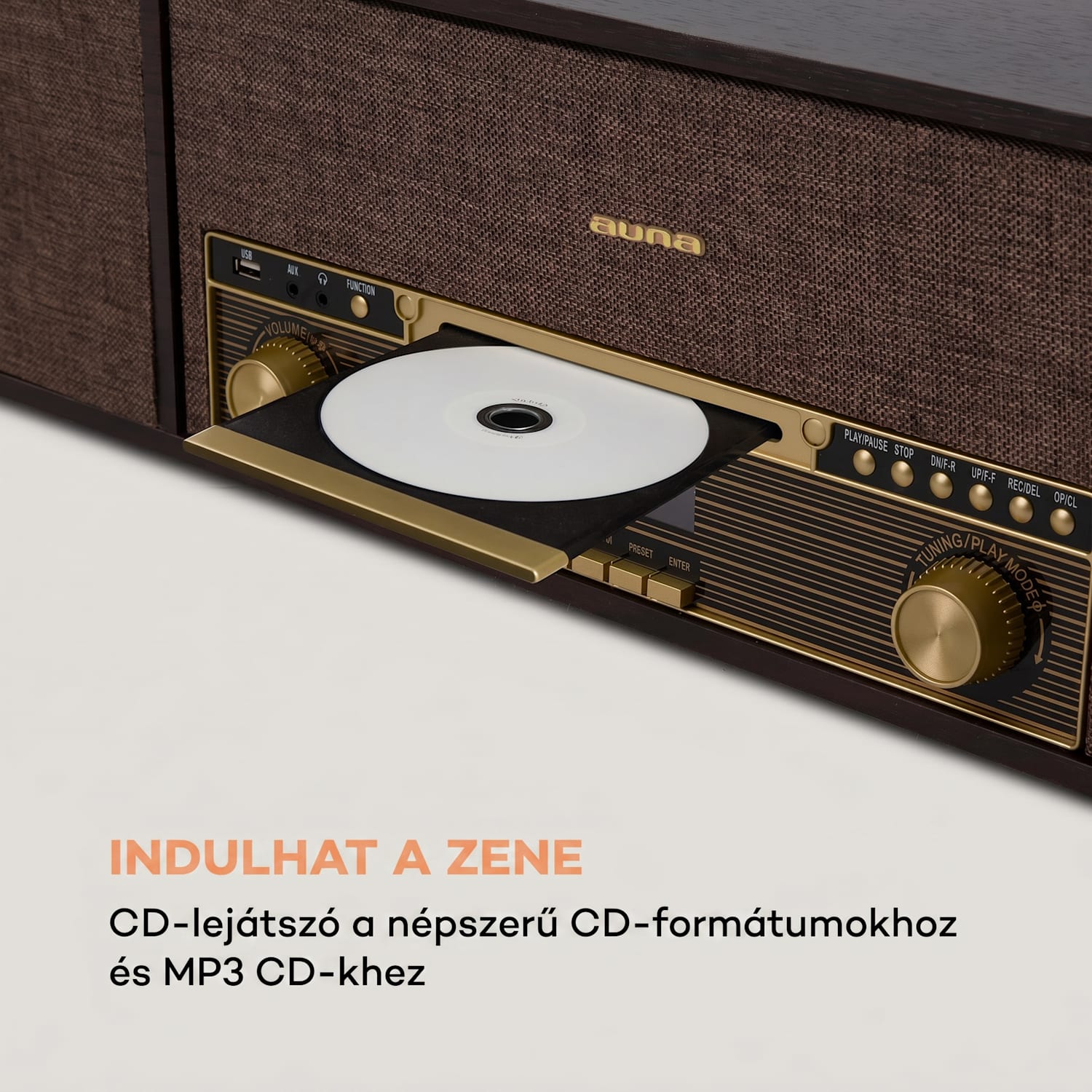 Belle Epoque 1912, retró lemezjátszó, CD, BT, USB, DAB+/FM, barna 