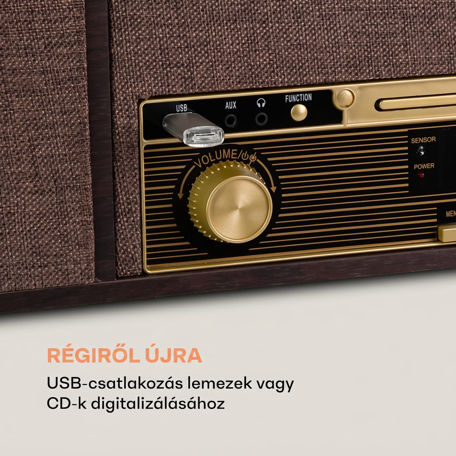 Belle Epoque 1912, retró lemezjátszó, CD, BT, USB, DAB+/FM, barna 