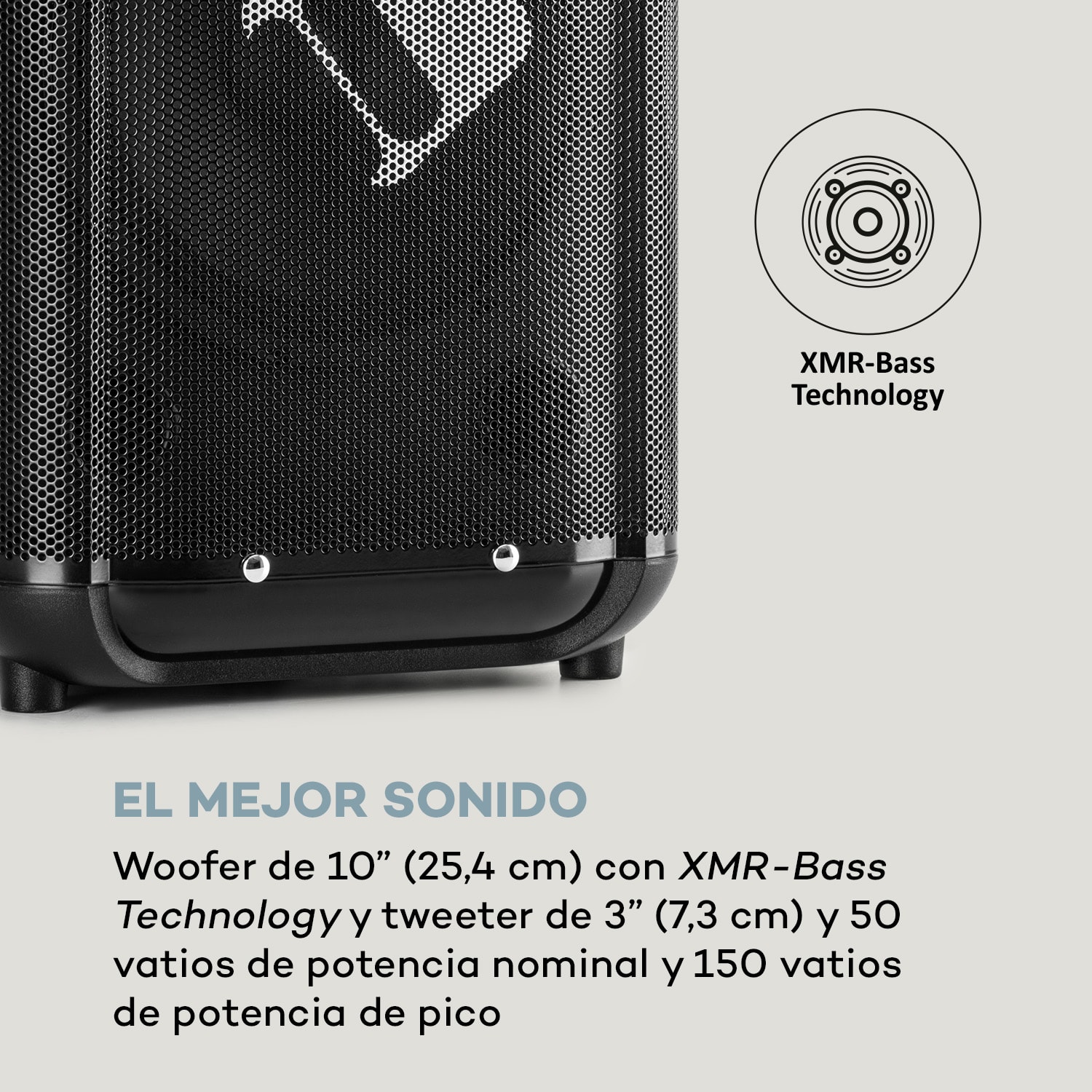 Moving 100 Equipo PA Woofer de 10" 50/150W Micrófono UHF USB SD BT AUX móvil 150 W