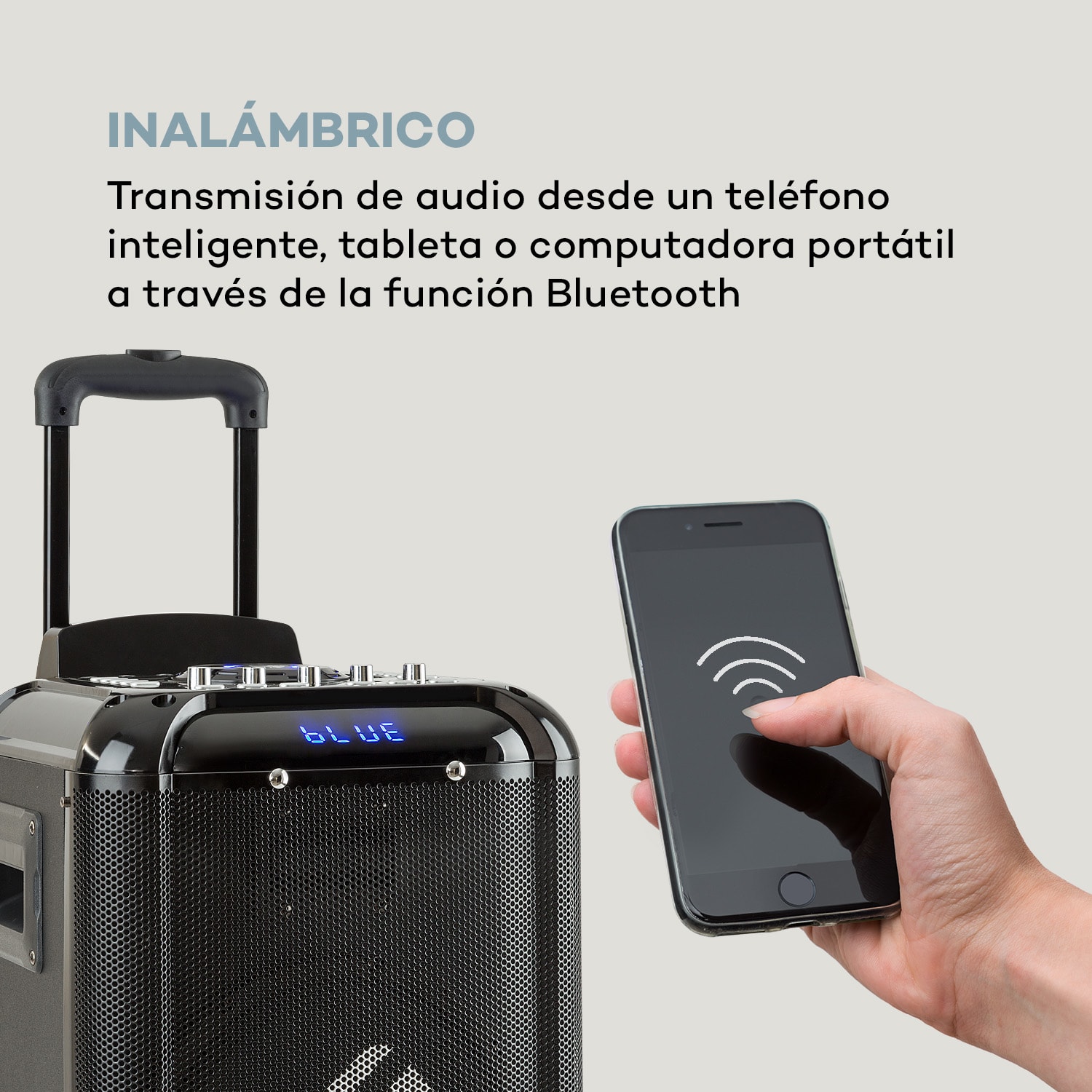 Moving 100 Equipo PA Woofer de 10" 50/150W Micrófono UHF USB SD BT AUX móvil 150 W