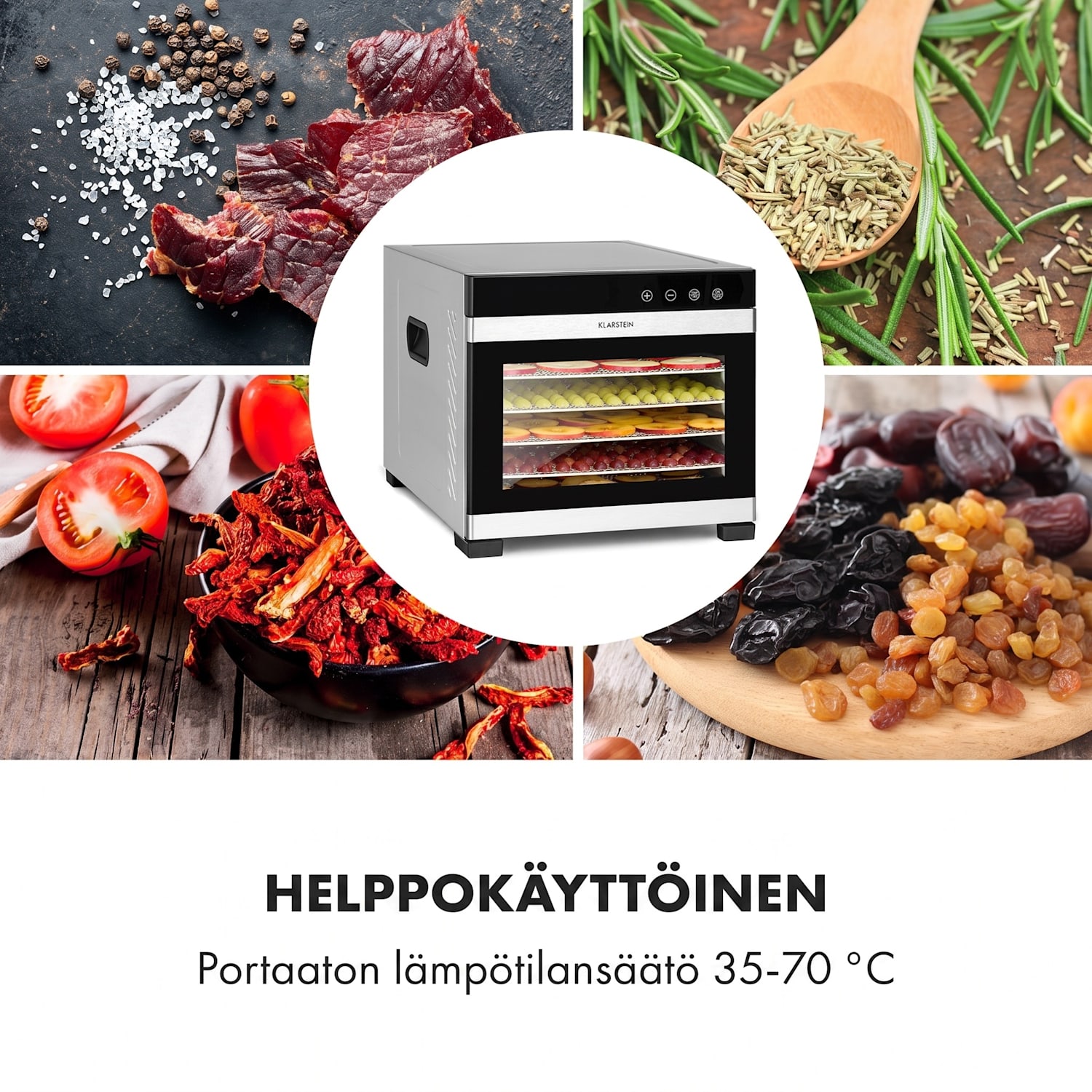 Flavour Dry -kuivuri lämpötila: 35–75 °C digitaalinen termostaatti 