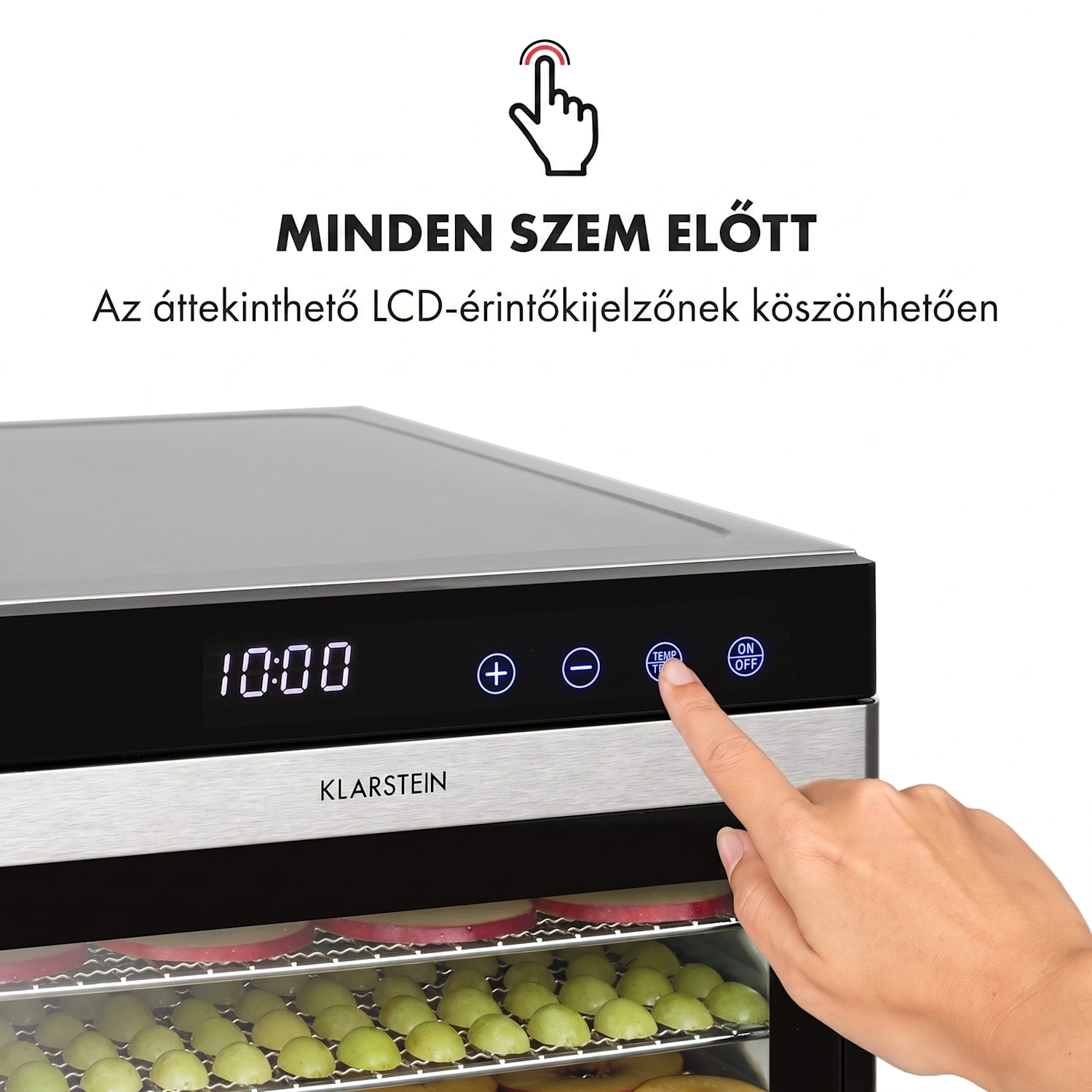 Flavour Dry, aszalógép, 35 – 75 °C, LCD érintőképernyős kijelző, időzítő, fekete 