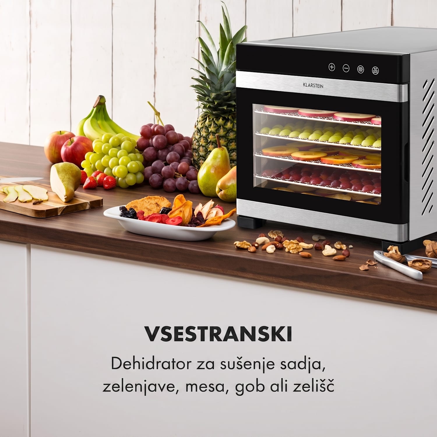 Flavour Dry, sušilec hrane, 35 - 75 ° C, LCD zaslon na dotik, časovnik, črna barva 