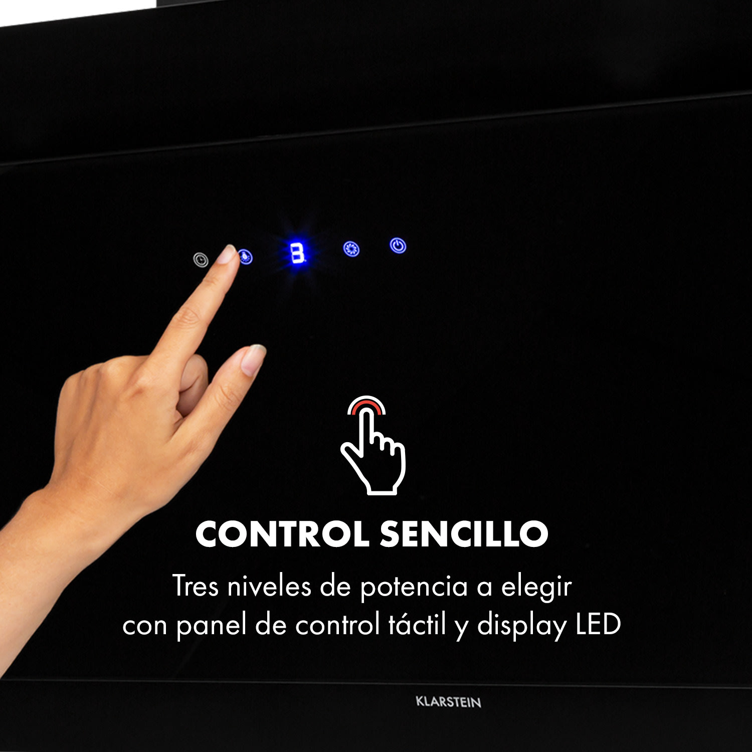 Ariana 90cm 604m³/h campana extractora panel de control táctil EEK A negra 90 cm