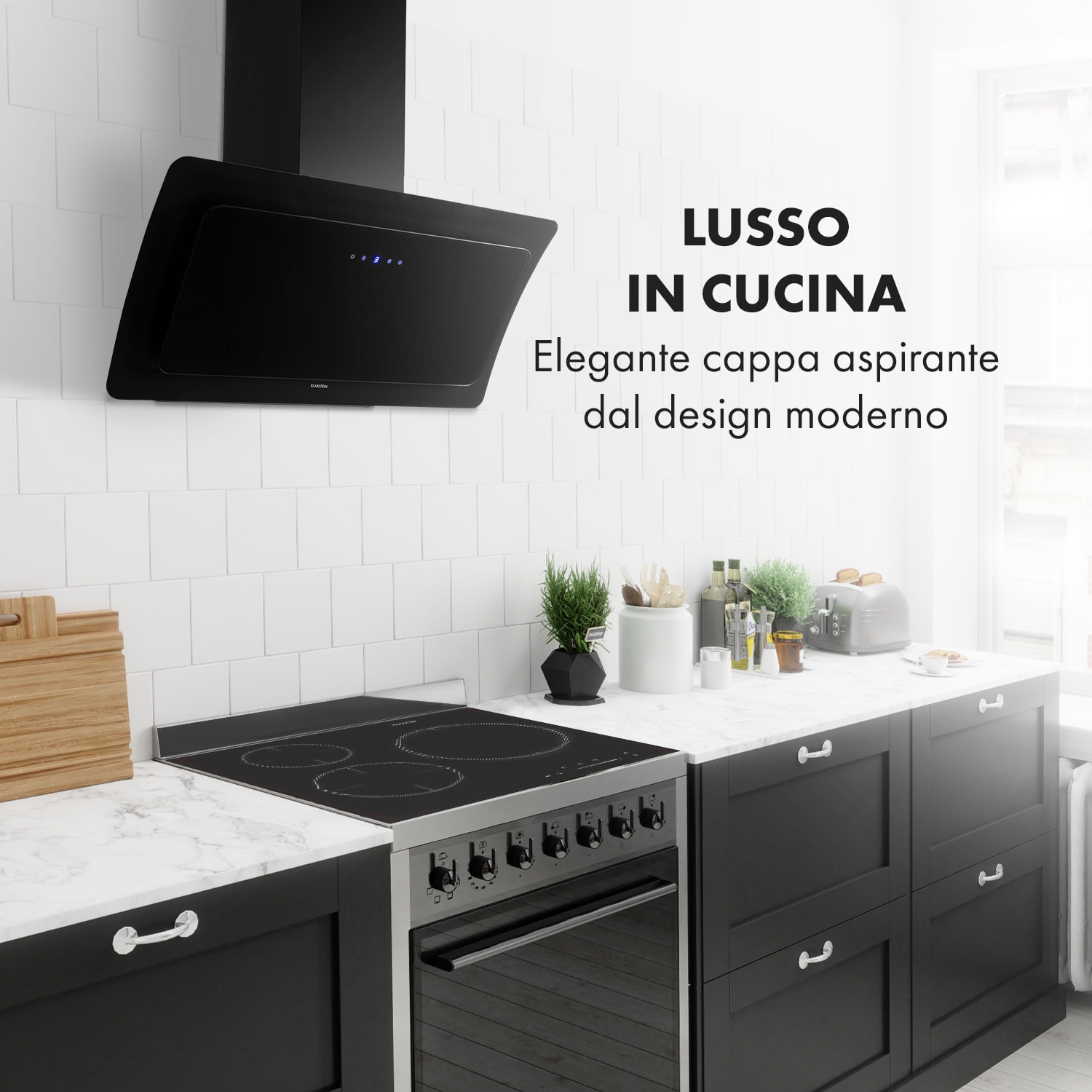 Ariana Cappa Aspirante 90cm 604m³/h Controlli Touch EEK A nero 90 cm