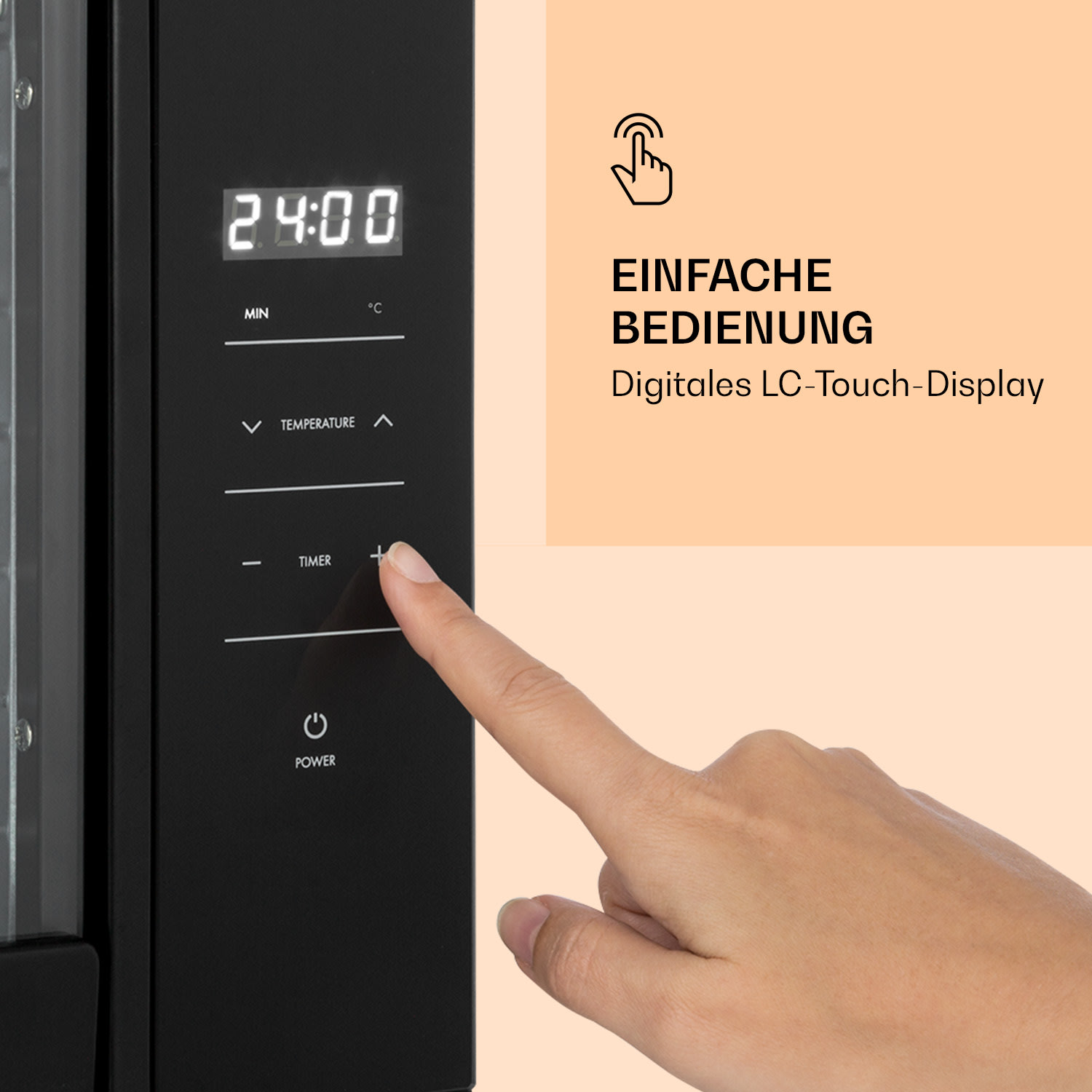 Mega Jerky Dörrautomat 650W 35-80°C LC-Touch-Display Timer 8 Ebenen Schwarz