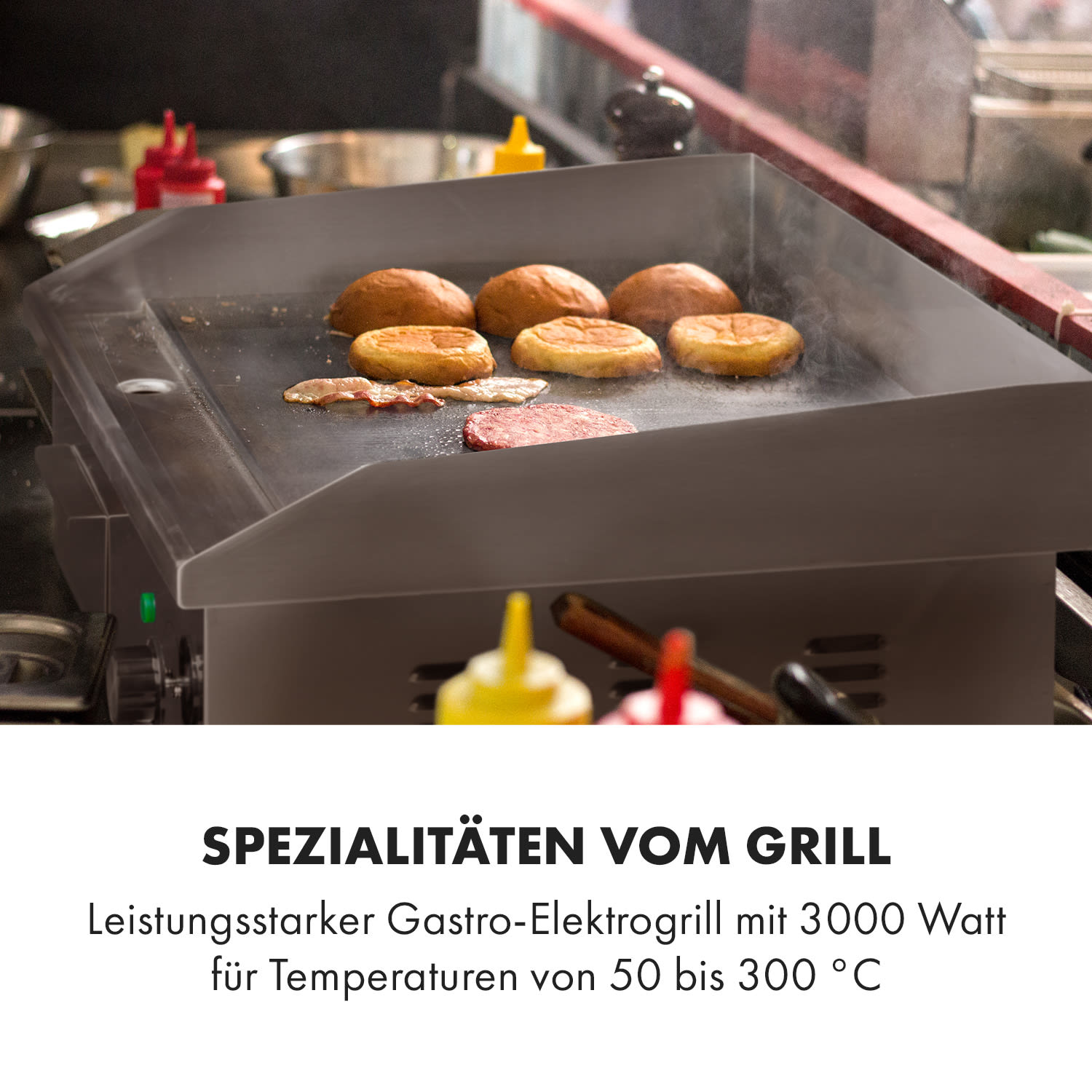 Grillmeile 3000G Elektrogrill 3000W Grillplatte 54,5x35cm glatt Glatte Grillfläche