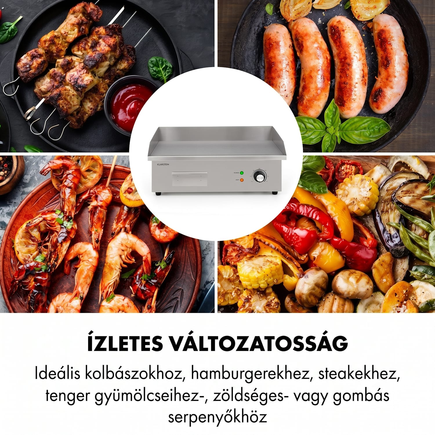 Grillmeile 3000G, elektromos grill, 3000 W, grill lap, 54,5 x 35 cm, sima Sima grill-lemez