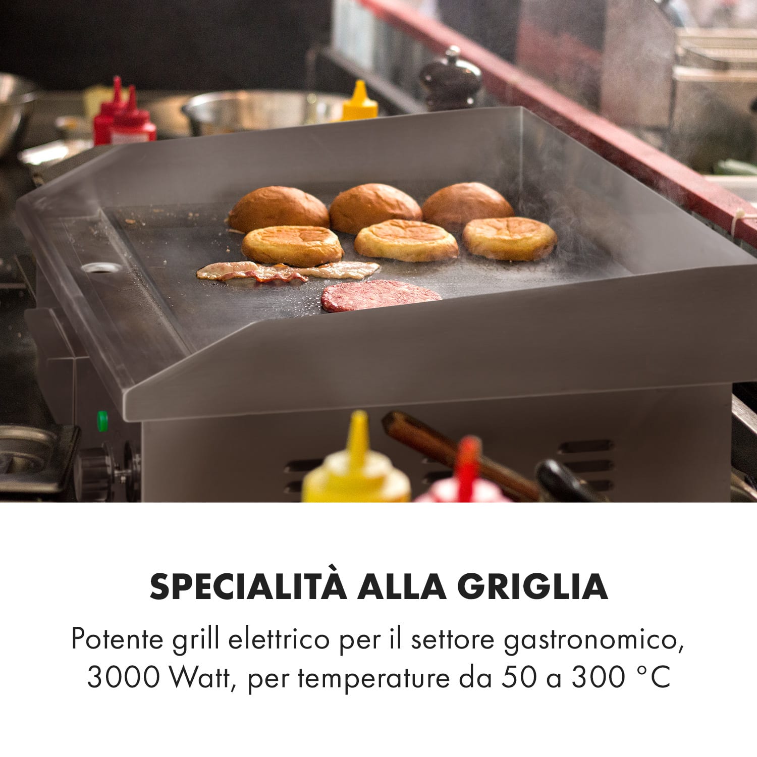 Grillmeile 3000G Pro grill elettrico 3000W piastra grill 54,5x35cm piatta Superficie per grigliare piatta