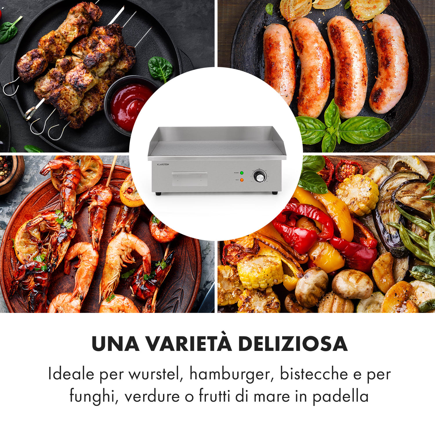 Grillmeile 3000G Pro grill elettrico 3000W piastra grill 54,5x35cm piatta Superficie per grigliare piatta