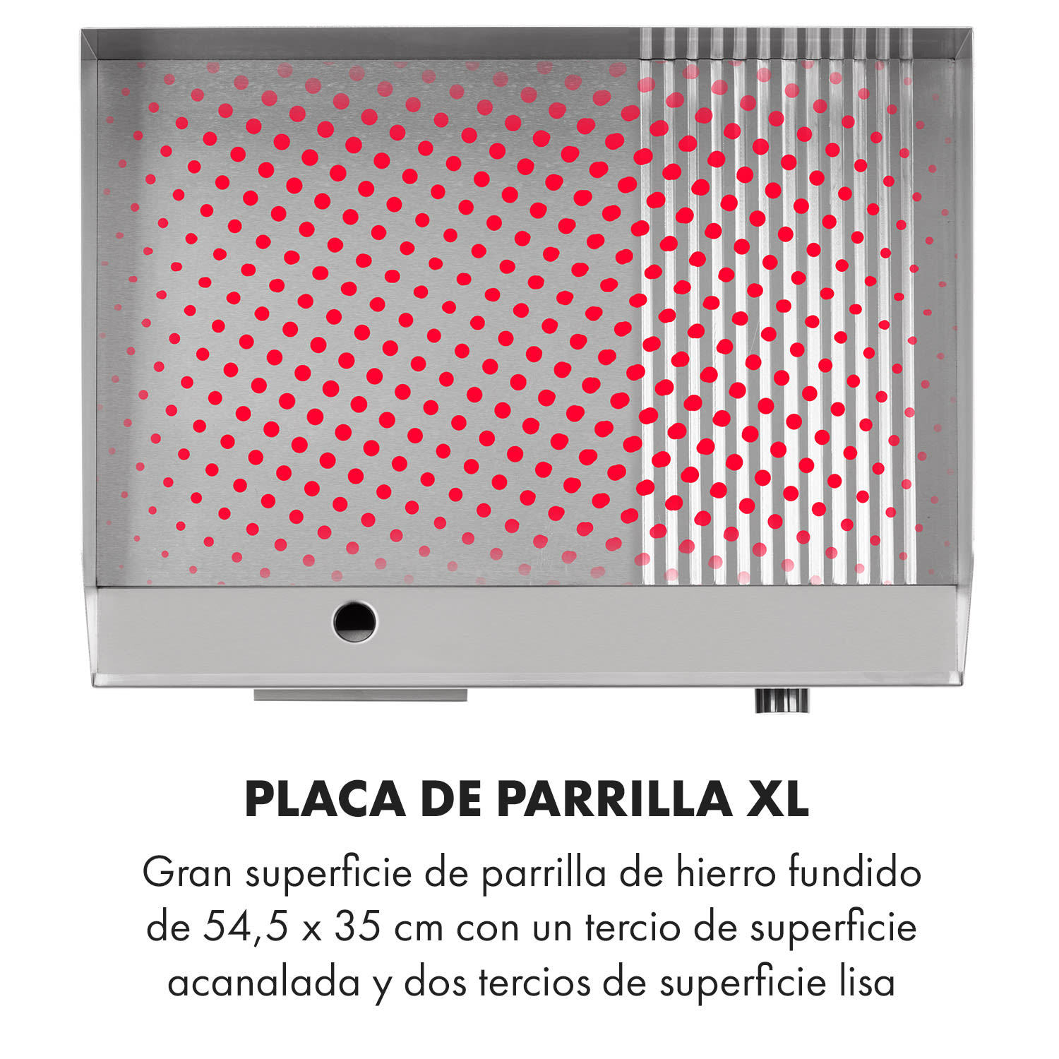 Grillmeile 3000GR Pro Plancha eléctrica de 3000W Superficie de cocción de 54,5x35cm Lisa/Ondulada Superficie de la parrilla lisa y ondulada