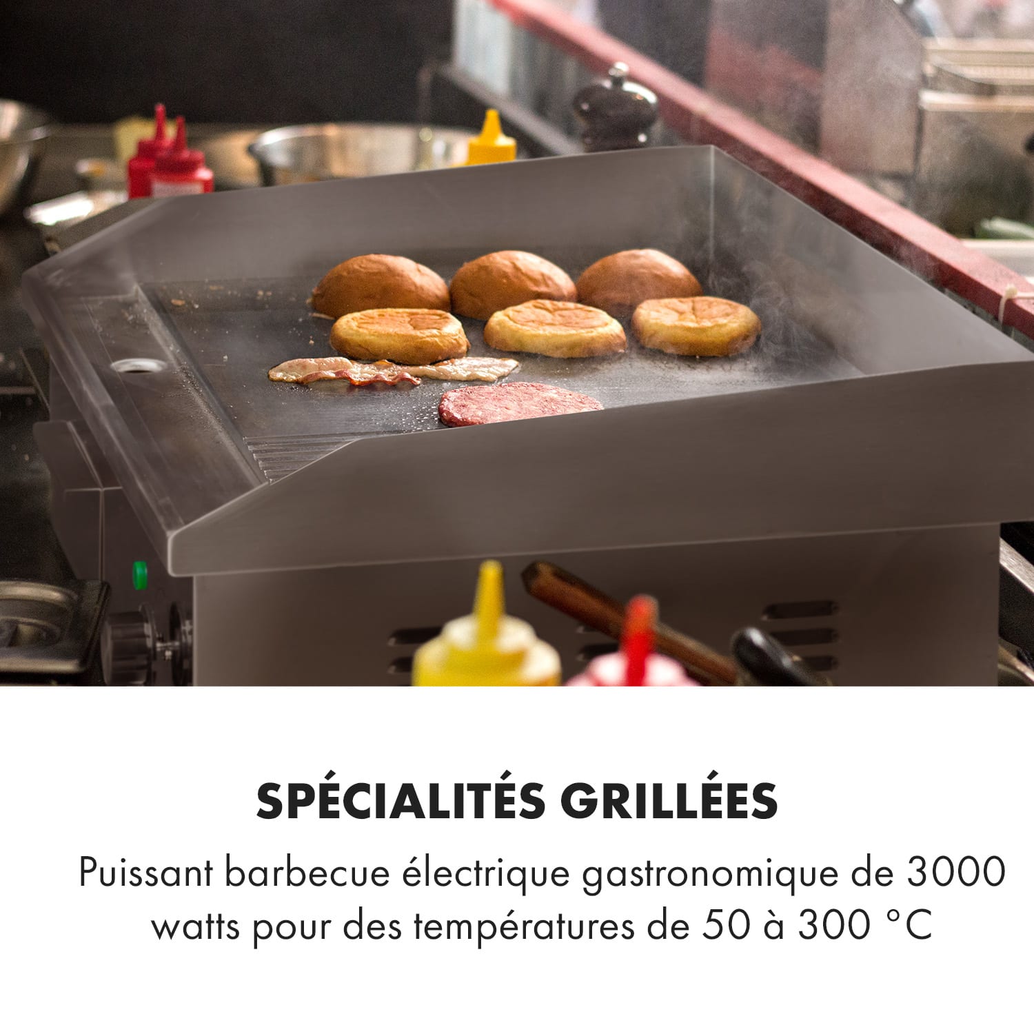 Grillmeile 3000GR Pro elektrische bbq 3000W 54,5x35cm glad/geribbeld Glad en geribbeld grilloppervlak