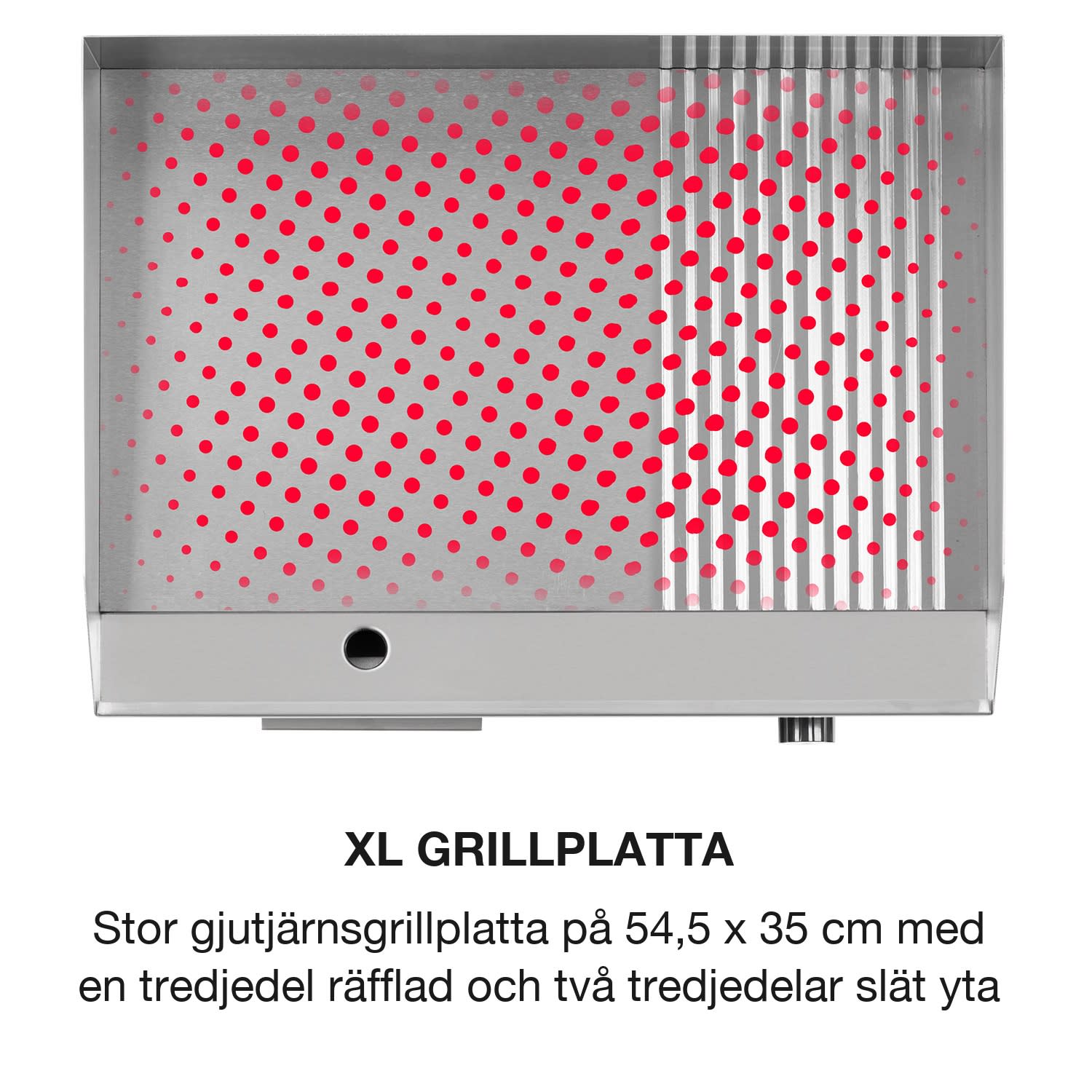 Grillmeile 3000GR Pro elgrill 3000W 54,5x35cm slät/räfflad slät och räfflad grillyta