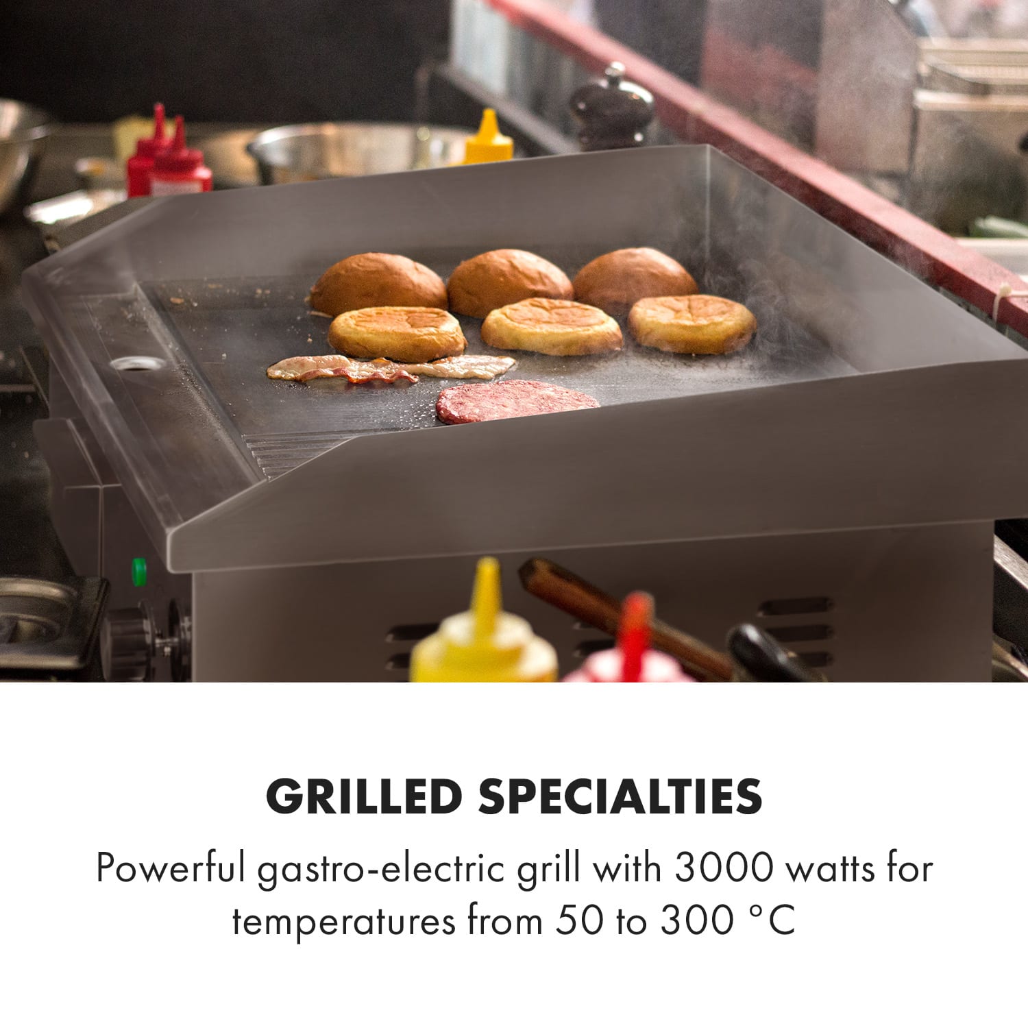 Grillmeile 3000GR Pro Electric Grill 3000W 54.5x35cm Smooth / Ribbed Smooth and ribbed grill surface