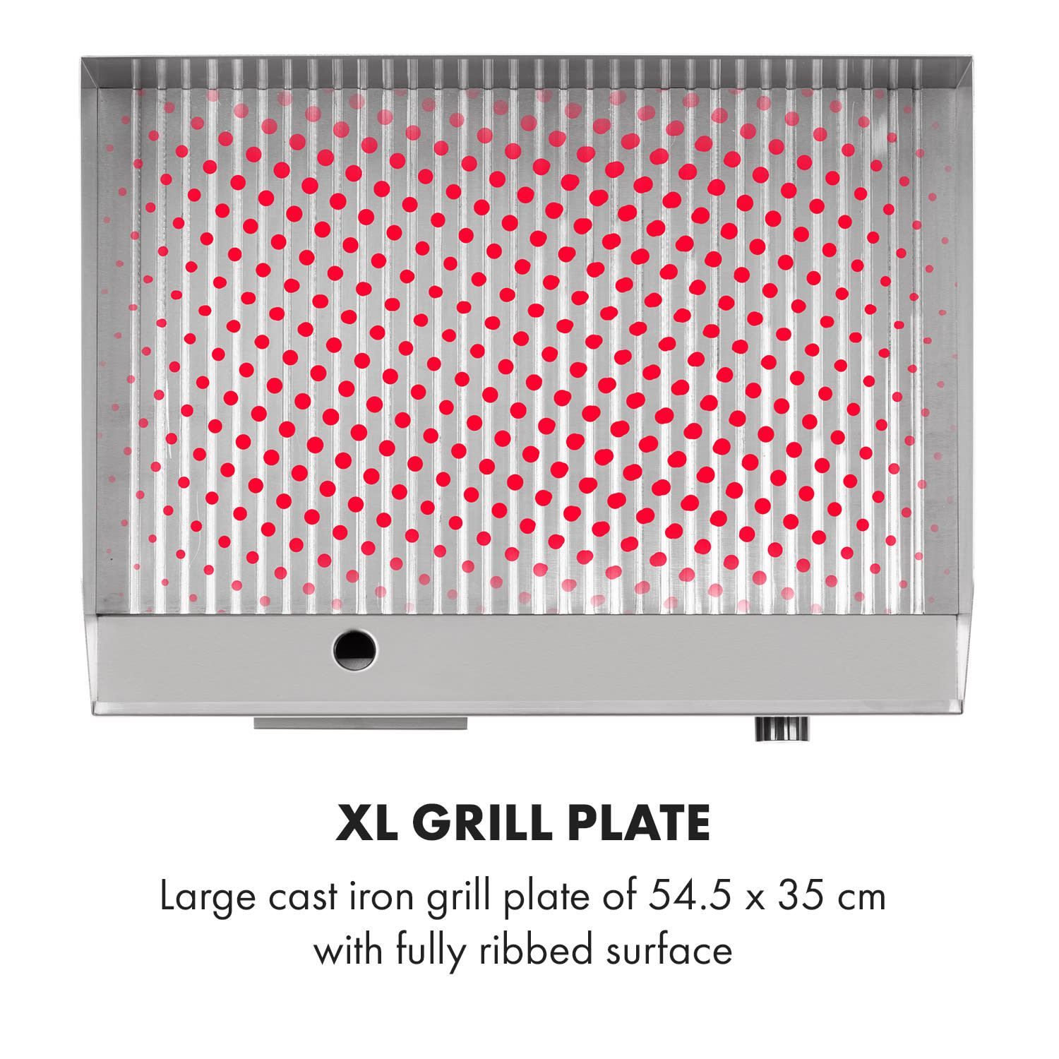 Grillmeile 3000R, grill elektryczny, płyta 54,5 x 35 cm, ryflowany, 3000 W Rowkowana płyta grillowa