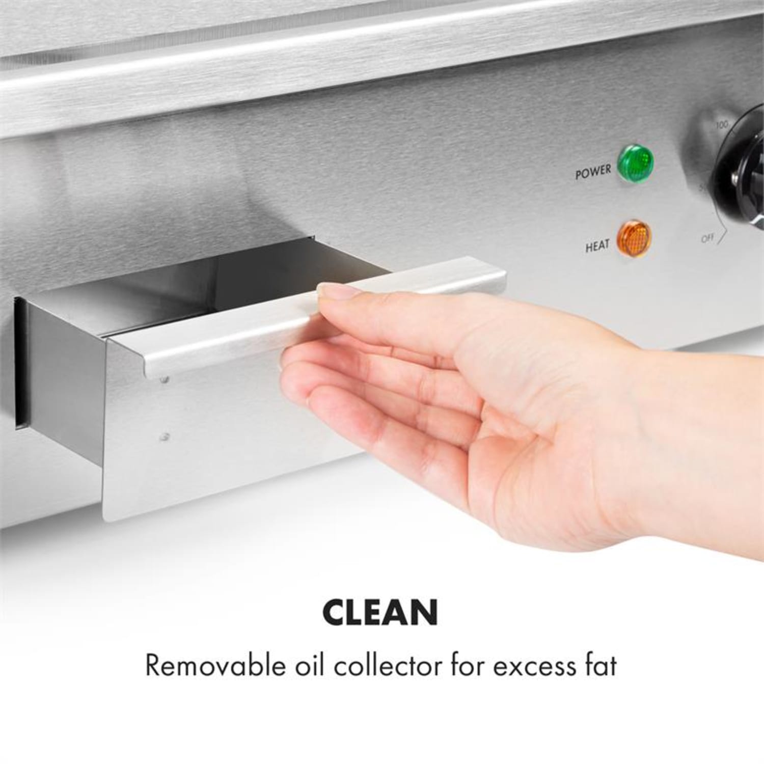 Grillmeile 3000R, grill elektryczny, płyta 54,5 x 35 cm, ryflowany, 3000 W Rowkowana płyta grillowa