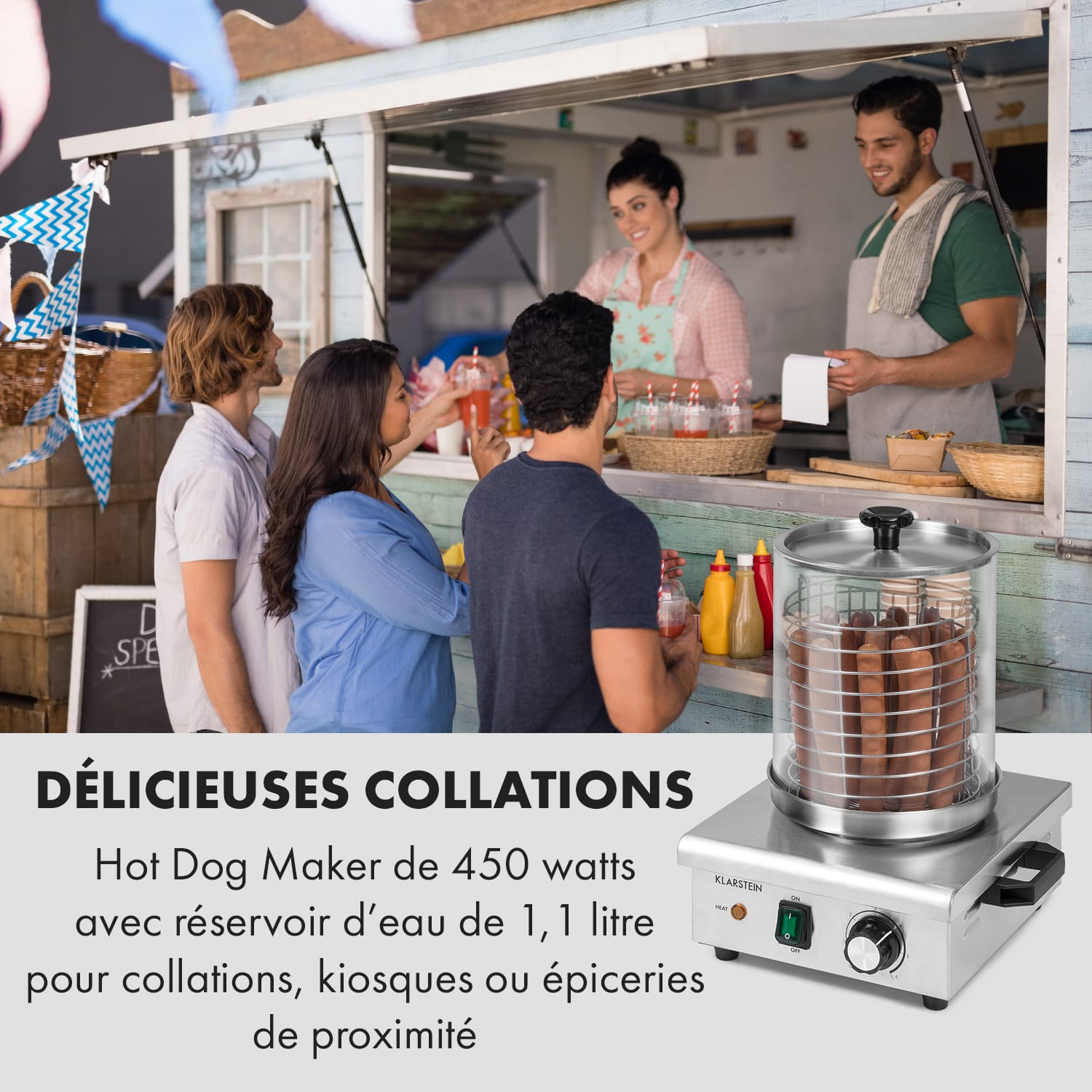 Pro Worstfabriek 450 hotdog maker 450W 5L 30-100°C glas roestvrij staal 450 W