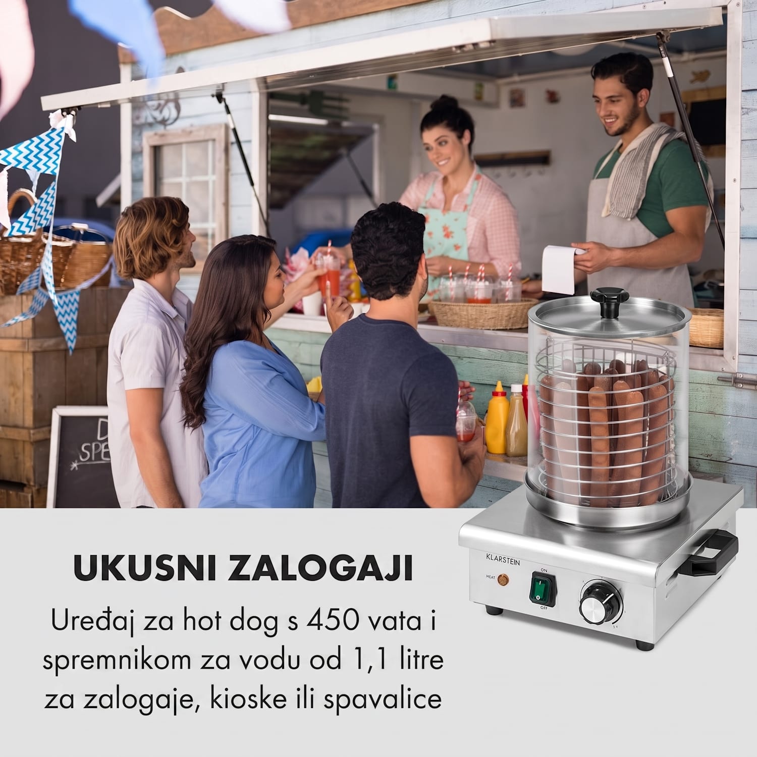 Wurstfabrik 450, aparat za hot dog, 450W, 5L, 30-100°C, staklo, nehrđajući čelik 450 W