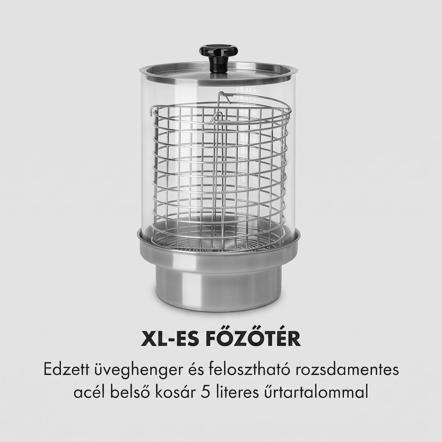 Wurstfabrik 450, hot-dog készítő, 450 W, 5 l, 30 - 100°C, üveg, rozsdamentes acél 450 W