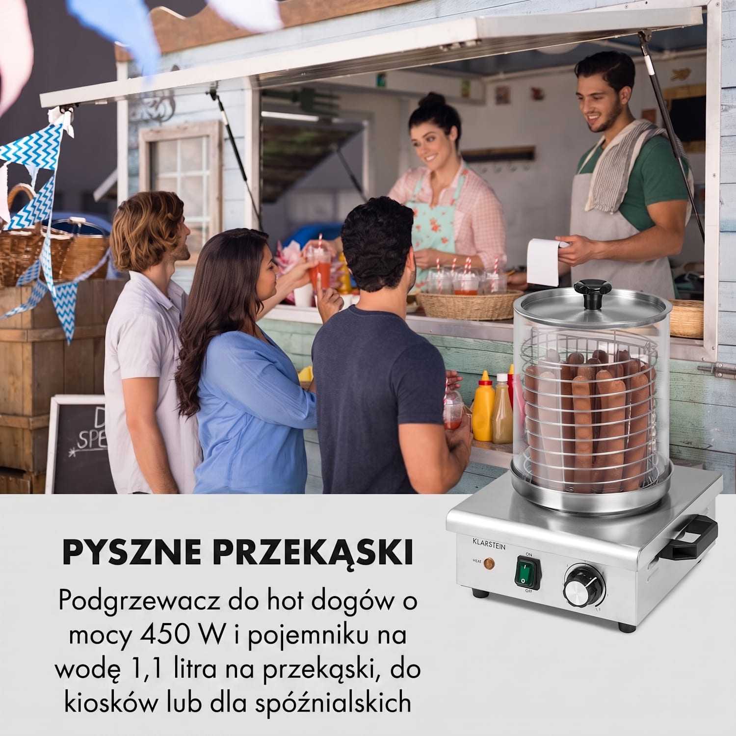 Wurstfabrik 450 Maszyna do hot dogów 450W 5L 30-100°C Szkło Stal nierdzewna 450 W