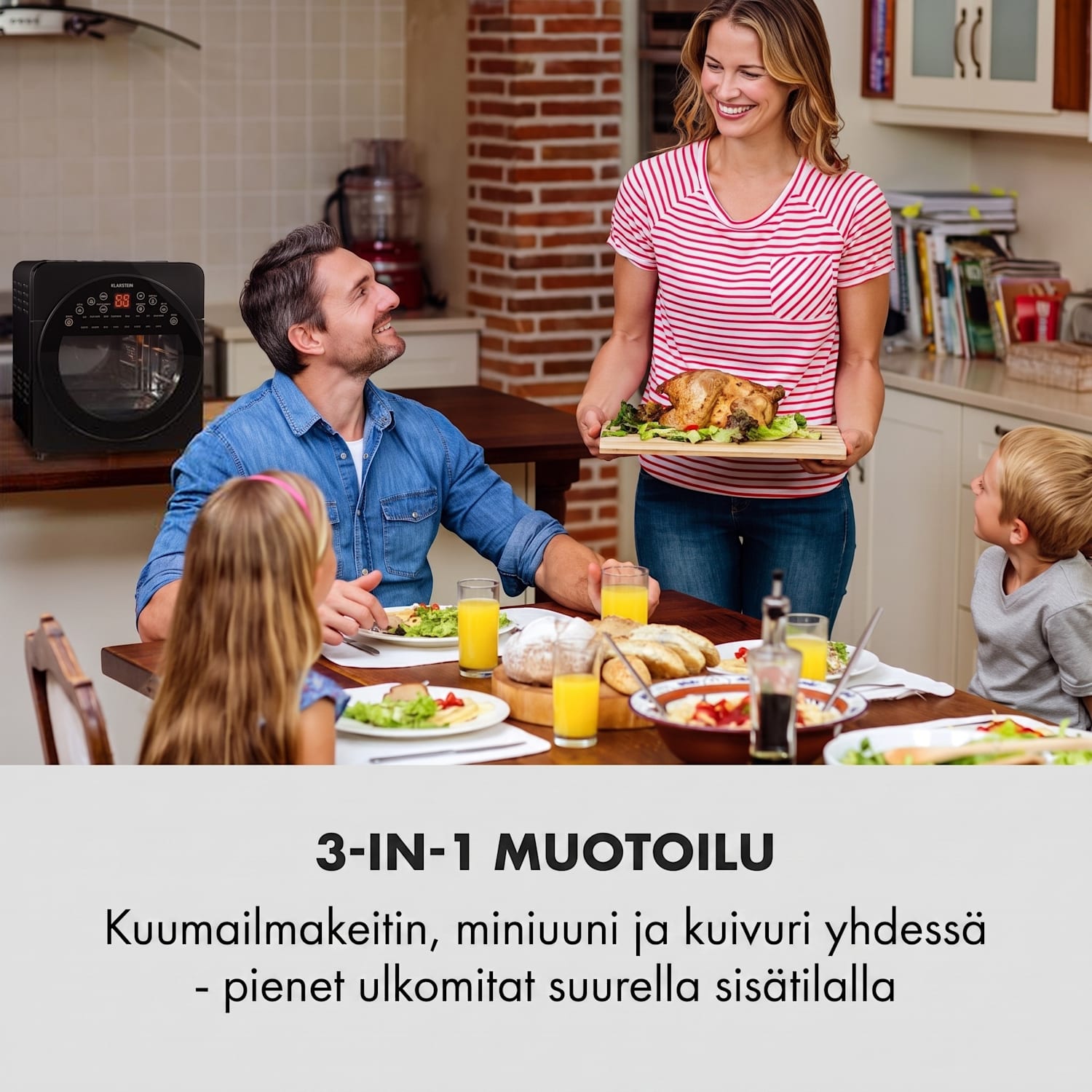 AeroVital easy touch kuumailmakeitin 1700 W 14 l 16 ohjelmaa musta Musta