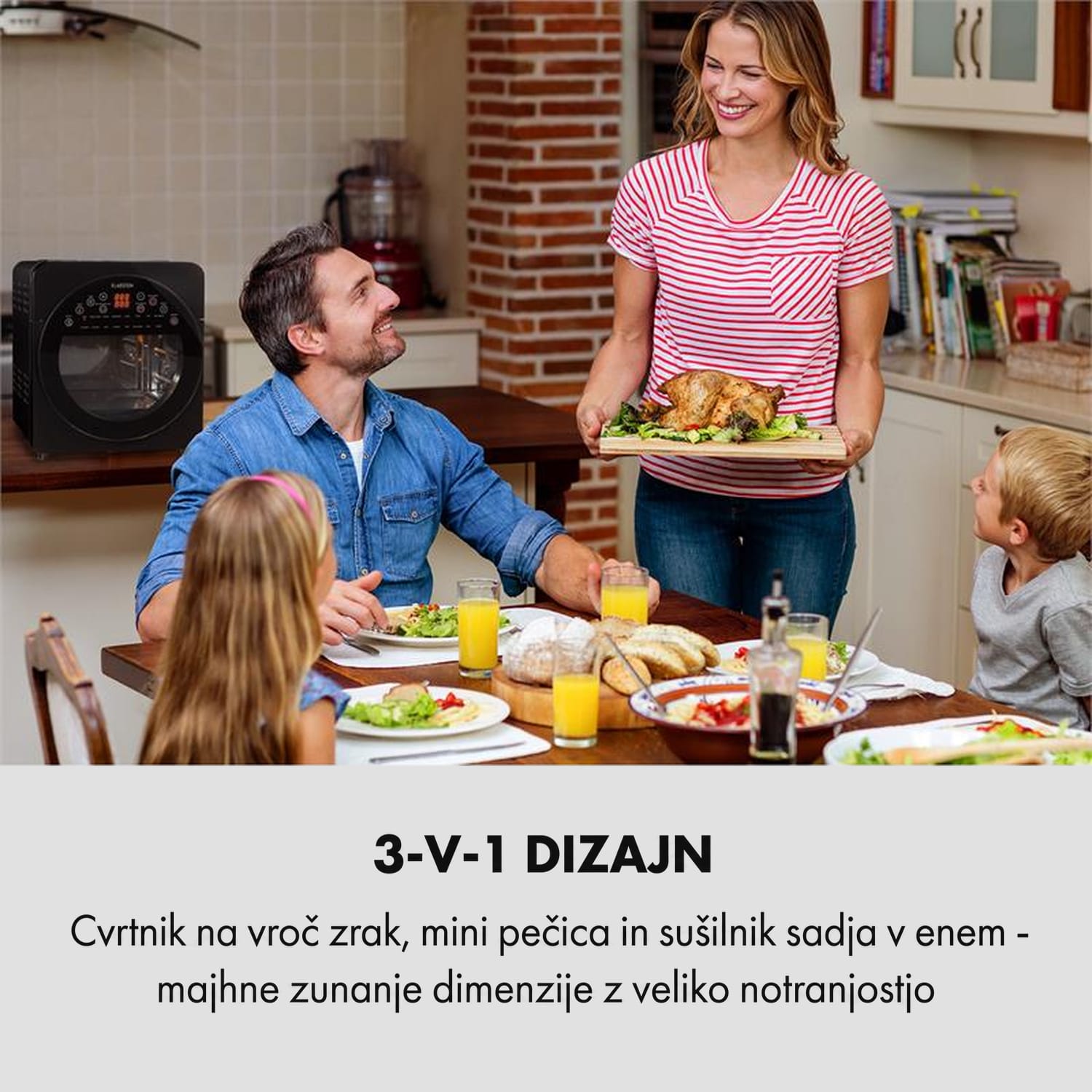 AeroVital, easy touch, toplozračna friteza, 1700W, 14l, 16 programov, črna Črna