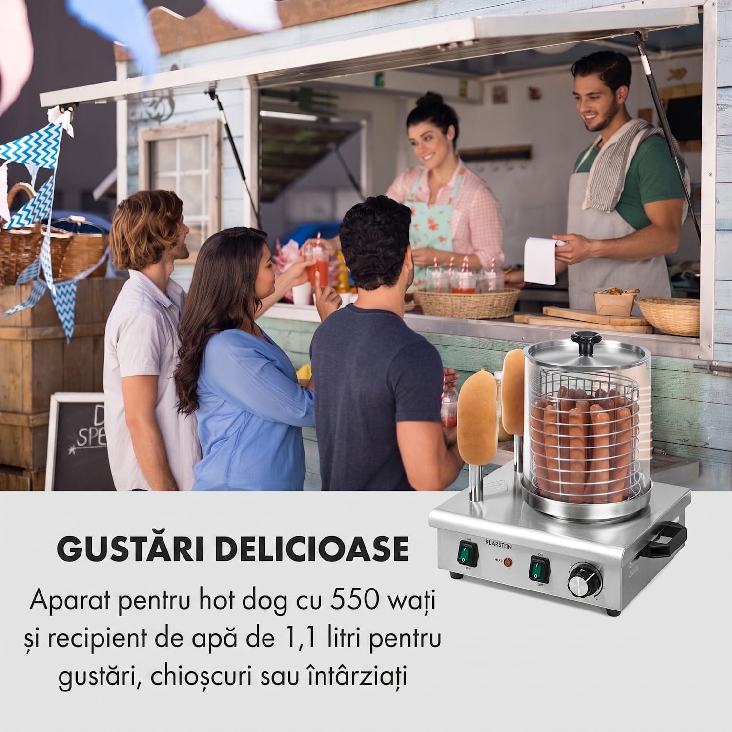 Wurstfabrik 550, aparat pentru preparat Hot Dog, 550 W, 5 litri, 30 - 100 °C, oțel inoxidabil 550 W