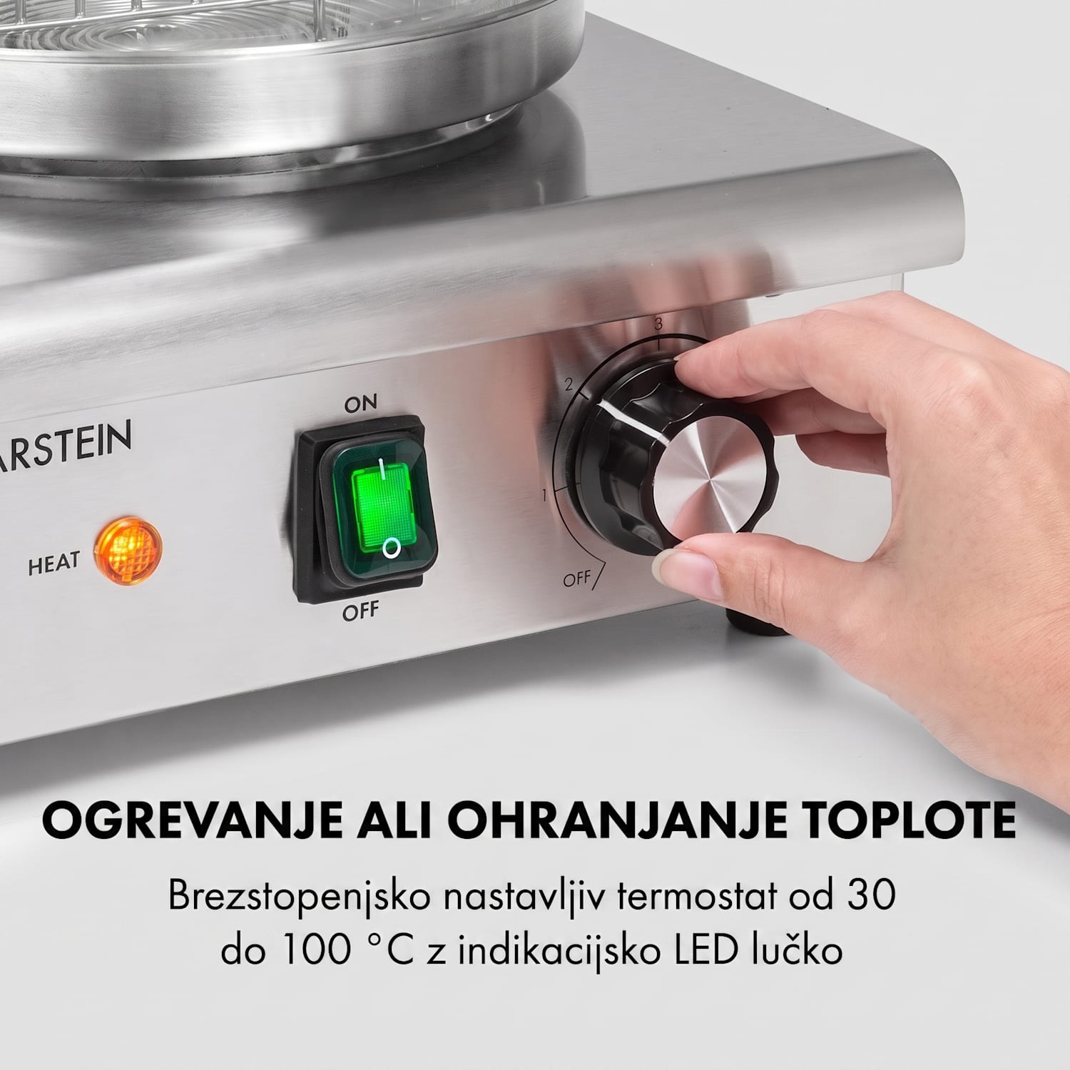 Wurstfabrik 550, aparat za hot dog, 550 W, 5 l, 30 – 100 °C, steklo, nerjaveče jeklo 550 W