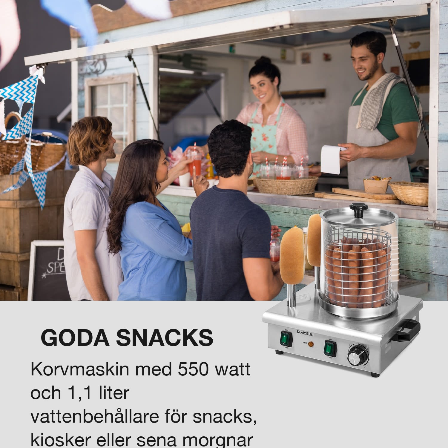 Wurstfabrik Pro 550 Hot Dog Maker 550W 5l 30-100°C glas rostfritt stål 550 W