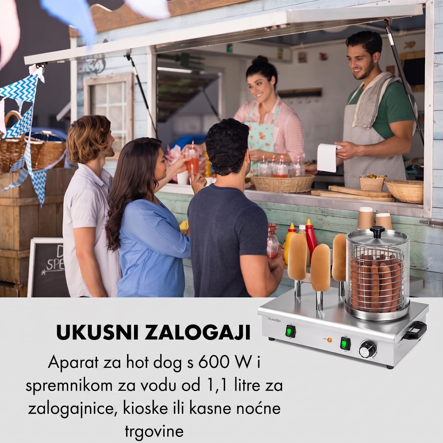 Wurstfabrik 600, aparat za hot dog, 600W, 5L, 30-100°C, staklo, nehrđajući čelik 600 W