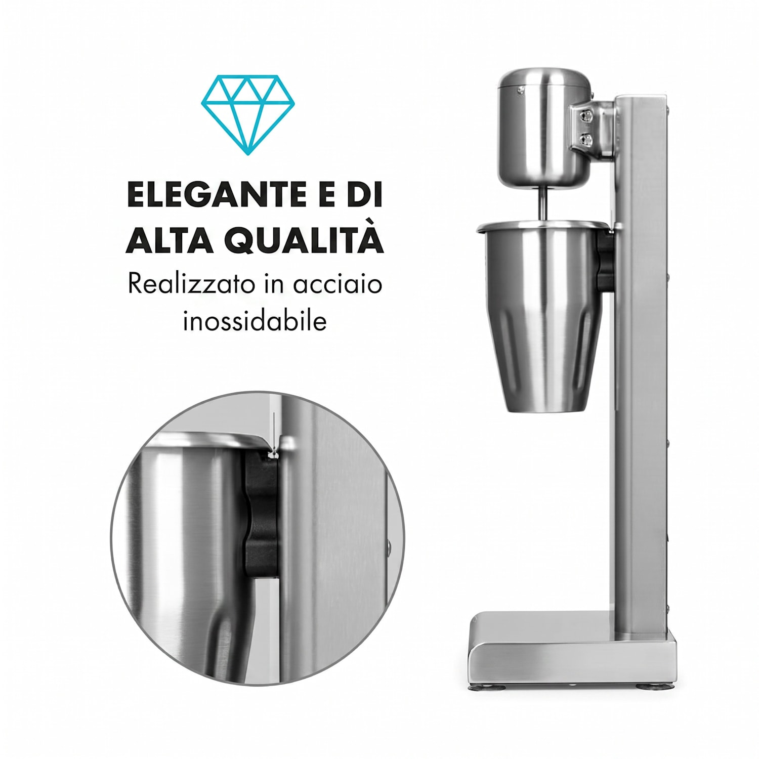 Pro robusto frullatore per milkshake frappé proteici 80W acciaio inox argento 80 W