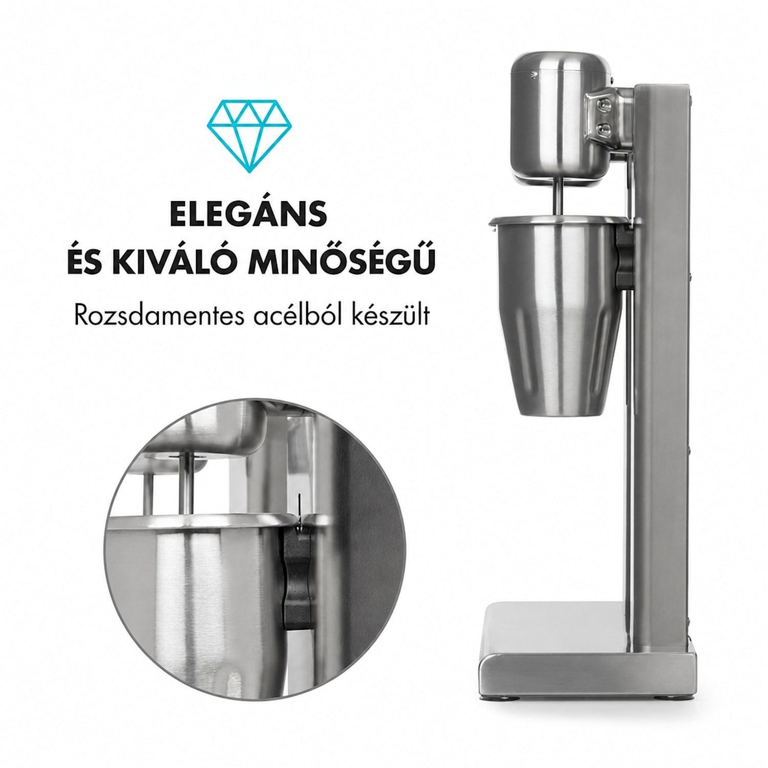 Kraftpaket II, dupla turmixgép tejes koktélokhoz, protein koktélok, 160 W, rozsdamentes acél 160 W
