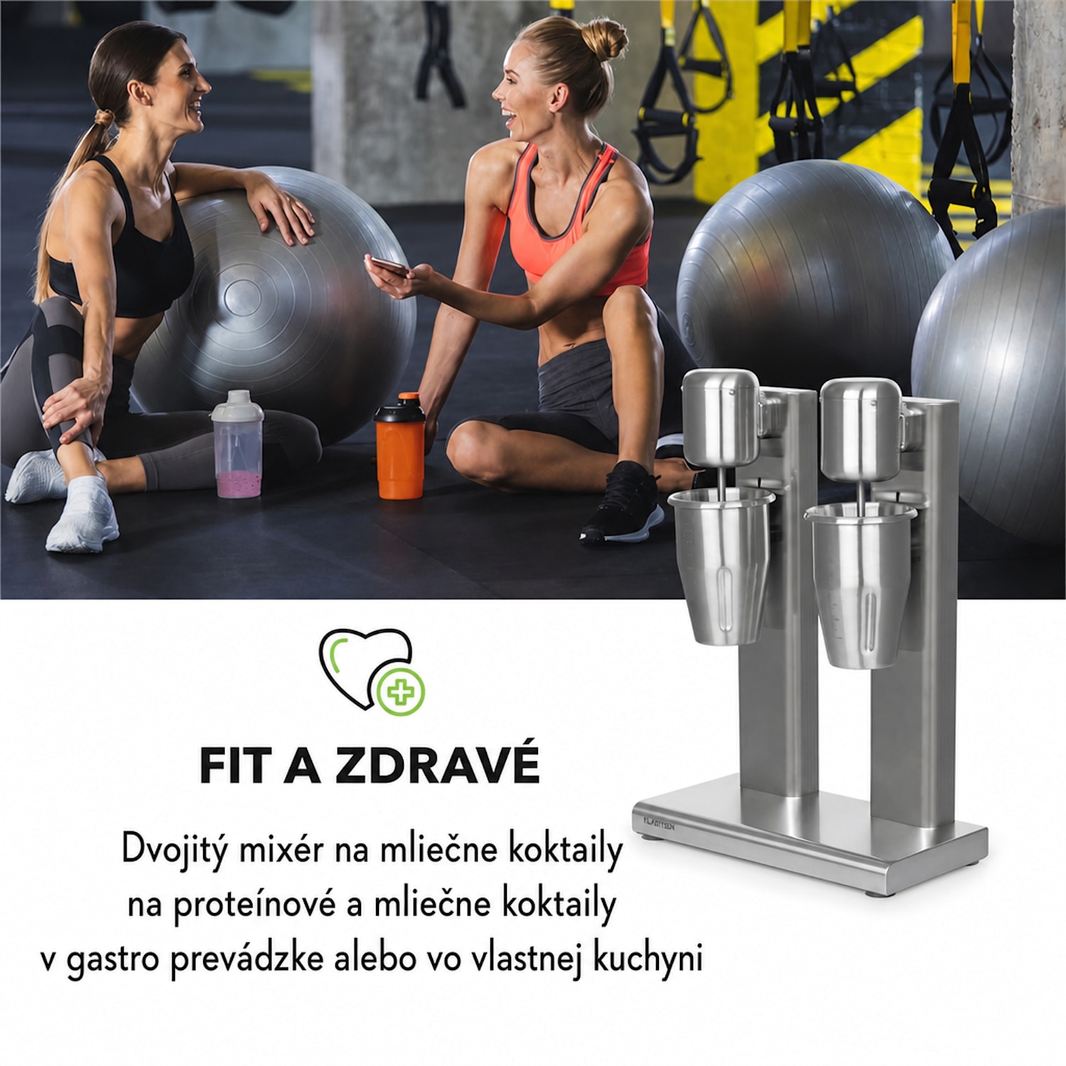Kraftpaket II, dvojitý mixér na mliečne kokteily, proteínové kokteily, 160 W, nehrdzavejúca oceľ 160 W