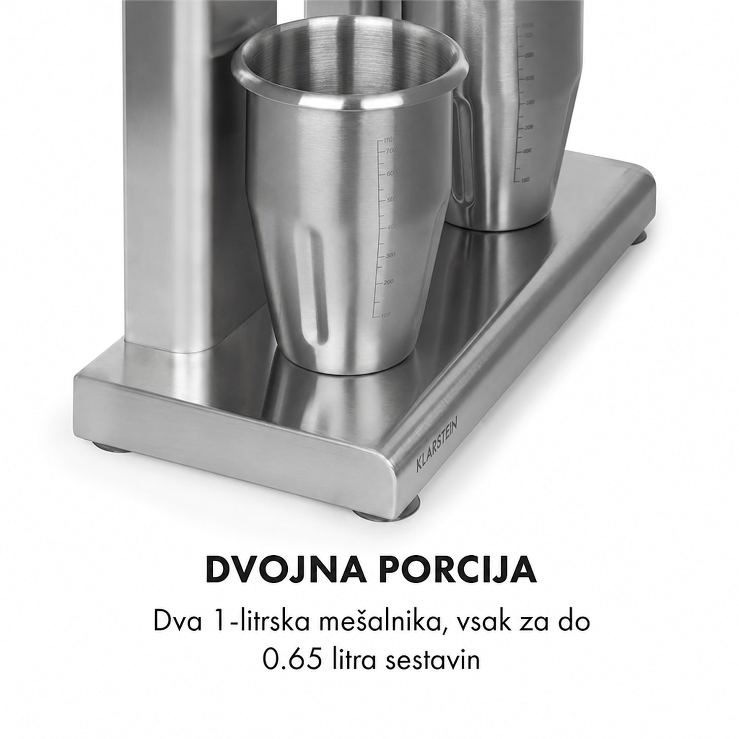 Kraftpaket II, dvojni mešalnik za mlečne koktejle, proteinske koktejle, 160 W, nerjavno jeklo 160 W