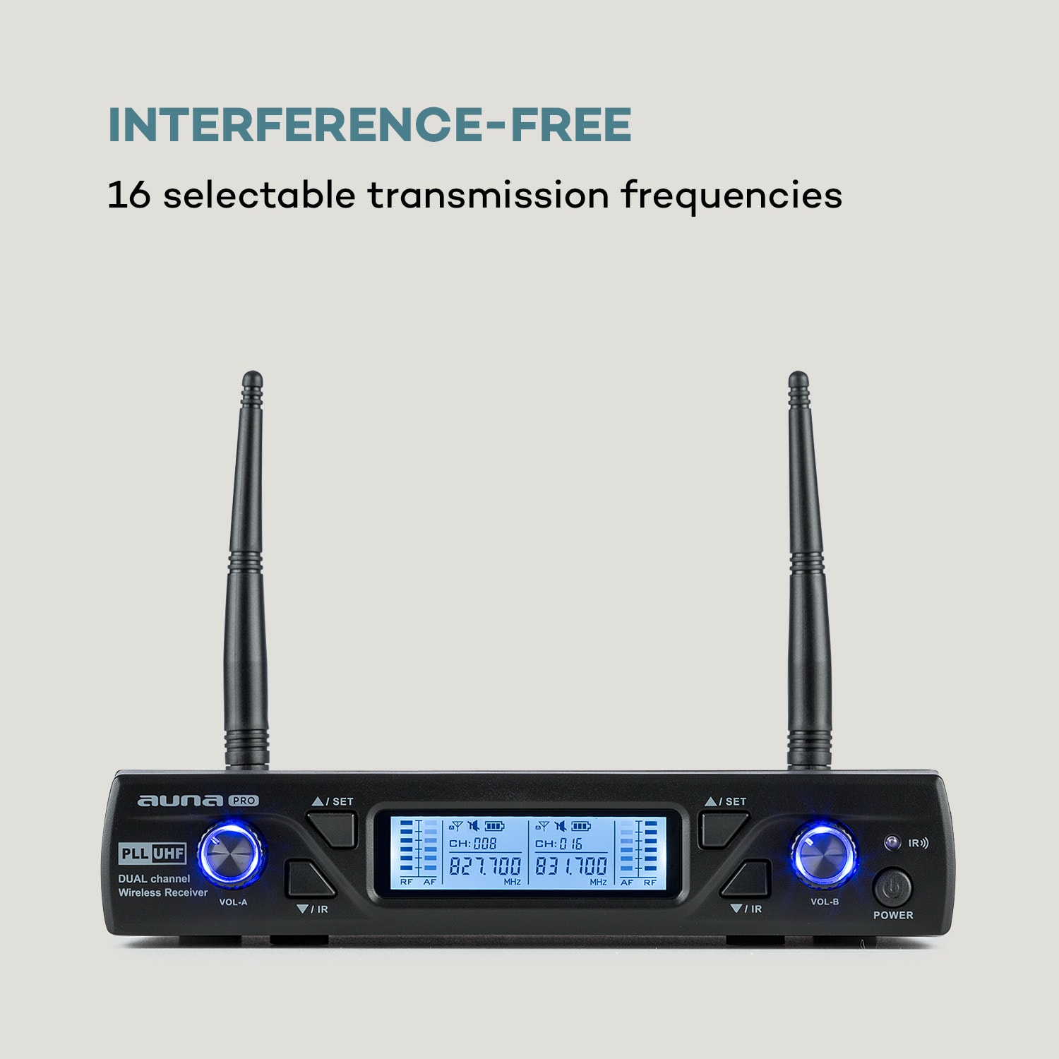 UHF200C-HB, set de microfoane fără fir UHF cu 2 canale, receptor, microfon portabil, emițător