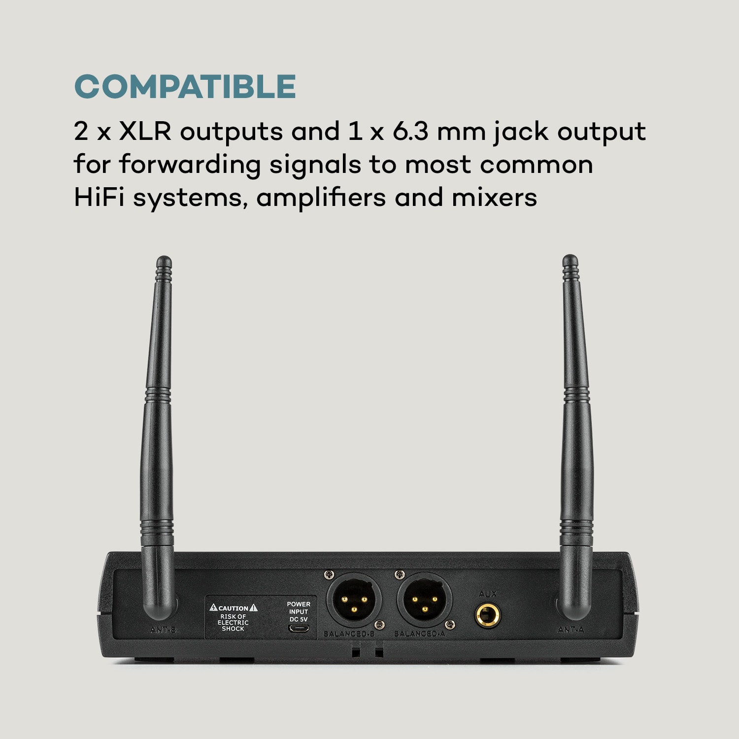 UHF200C-HB, set de microfoane fără fir UHF cu 2 canale, receptor, microfon portabil, emițător