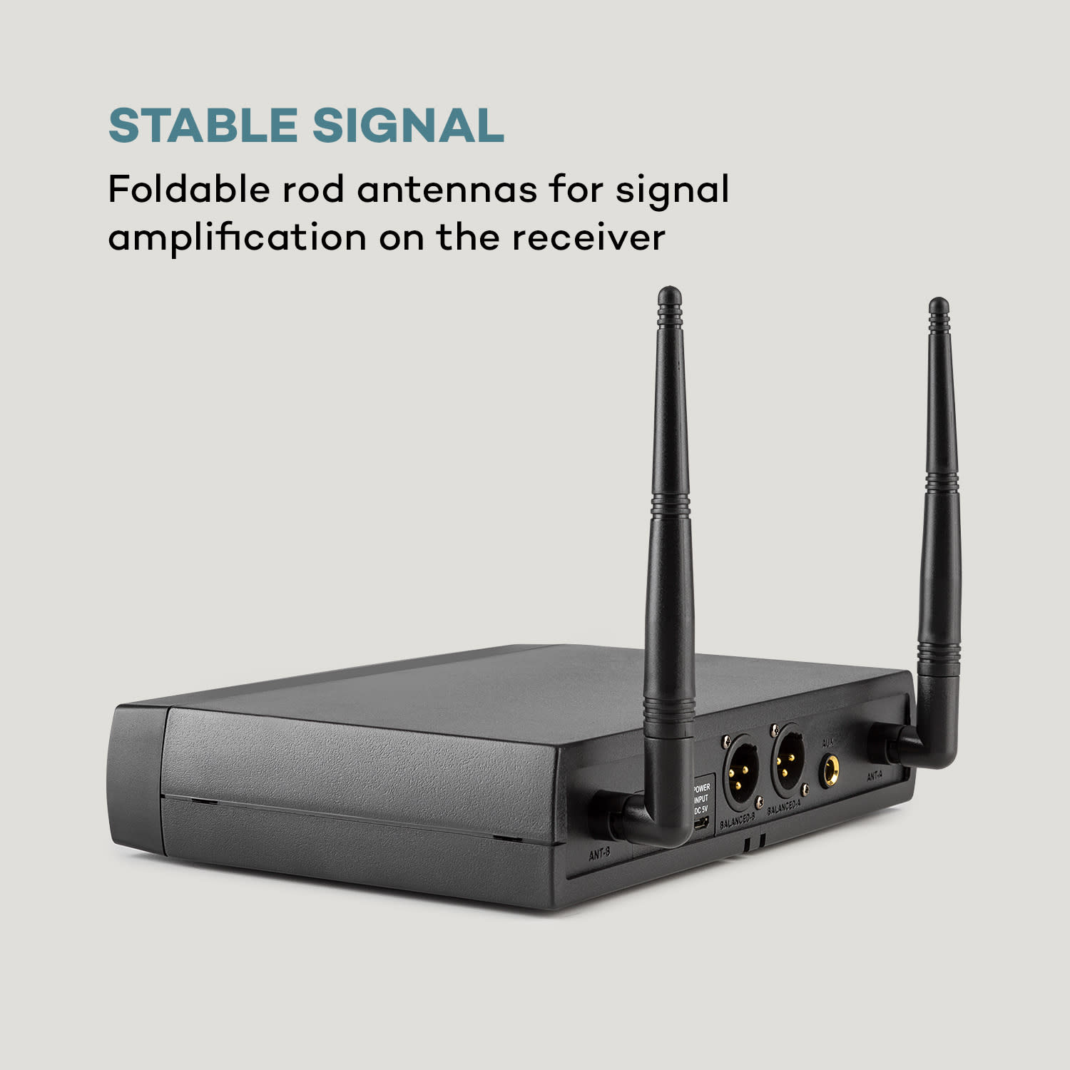 UHF200C-HB, set de microfoane fără fir UHF cu 2 canale, receptor, microfon portabil, emițător