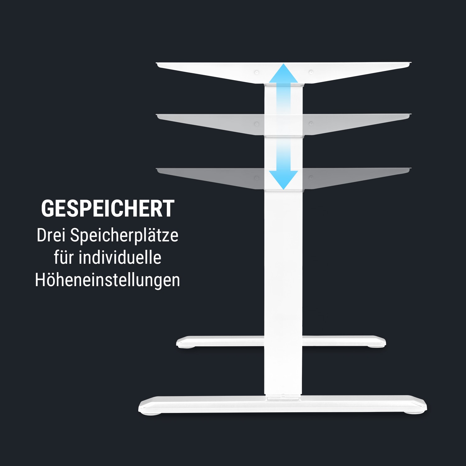 Multidesk Comfort scrivania regolabile elettricamente in altezza bianco Comando elettrico | Bianco