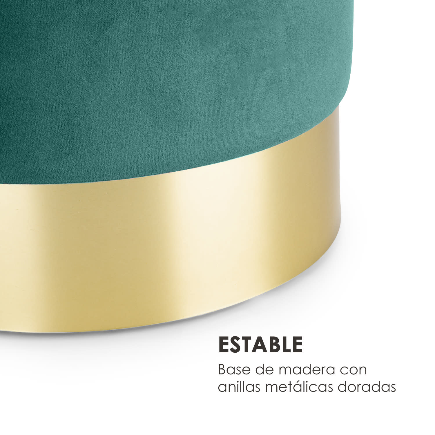 Gigi Taburete revestido de 38x31cm (AltoxØ) Compartimento interior Terciopelo Verde Verde