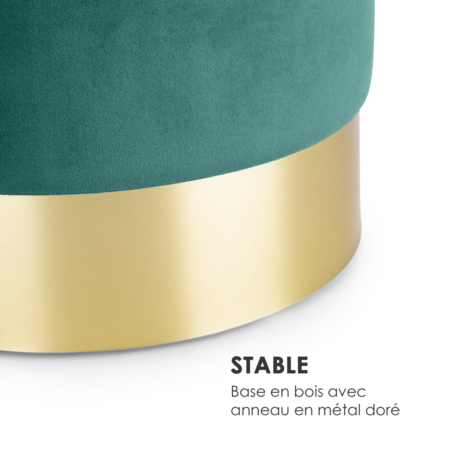 Gigi Tabouret rembourré 38 x 31cm (HxØ)  intérieur velours vert Vert