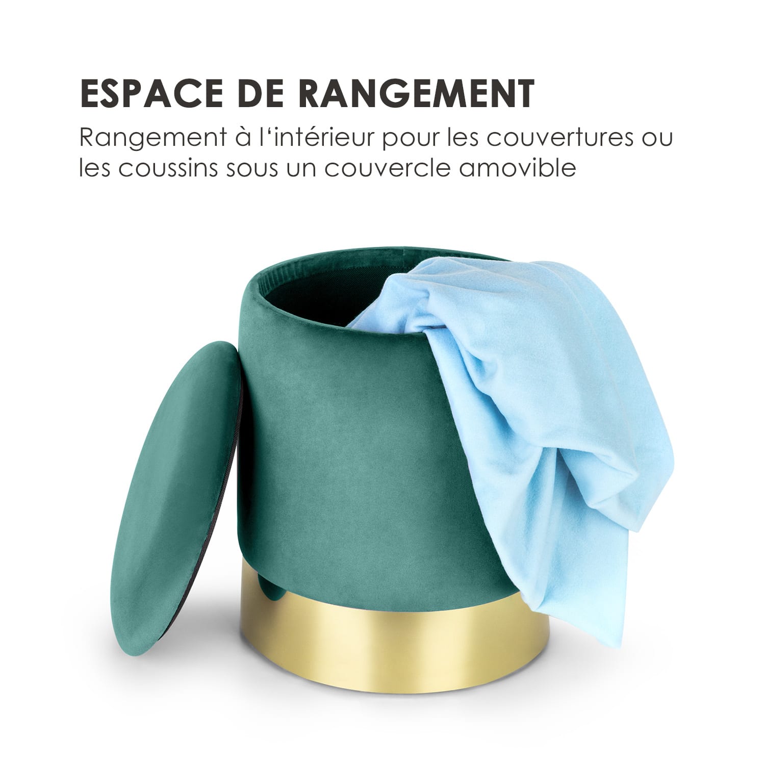 Gigi Tabouret rembourré 38 x 31cm (HxØ)  intérieur velours vert Vert