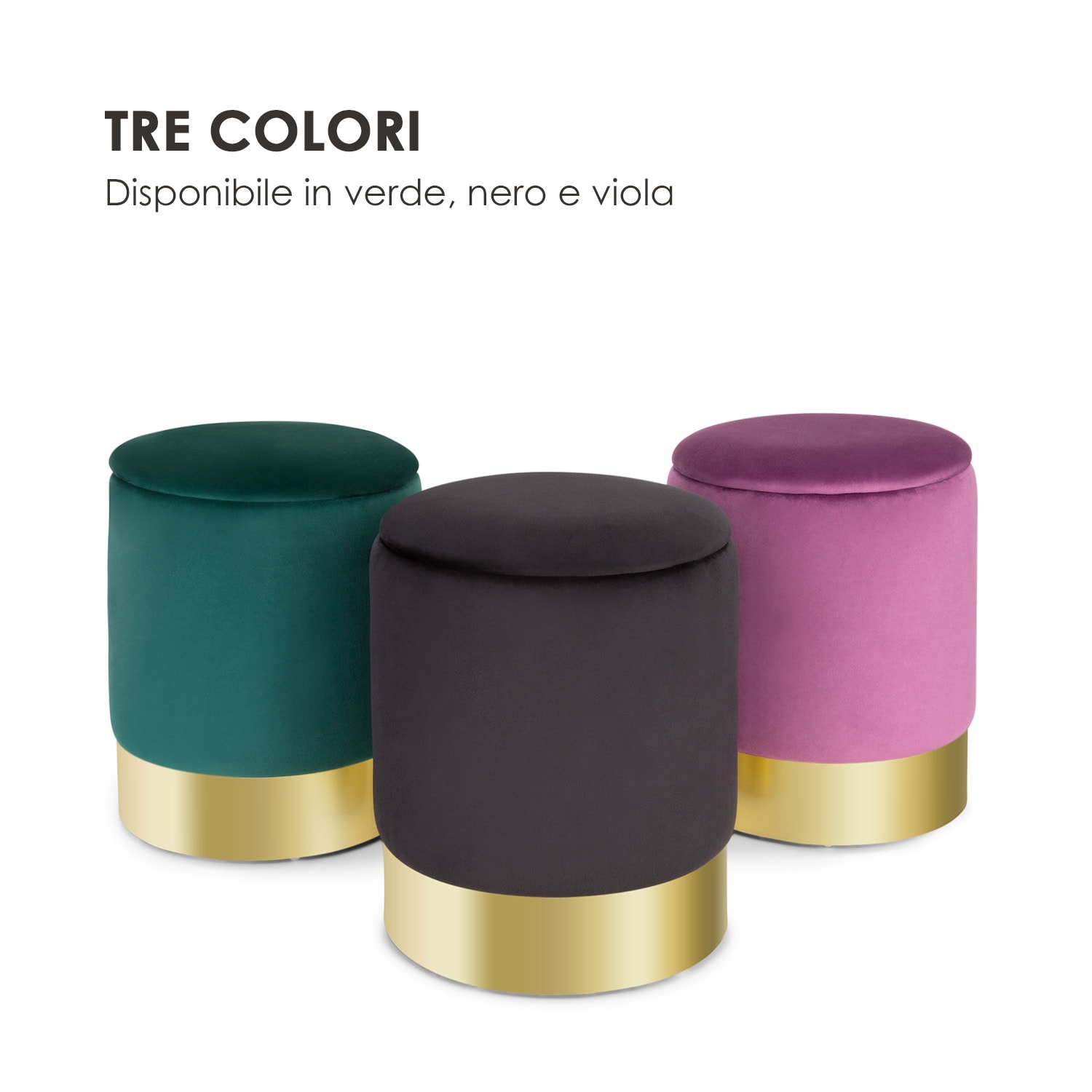 Gigi Sgabello Imbottito 38x31cm (AxØ) Vano Interno Velluto violetto Viola