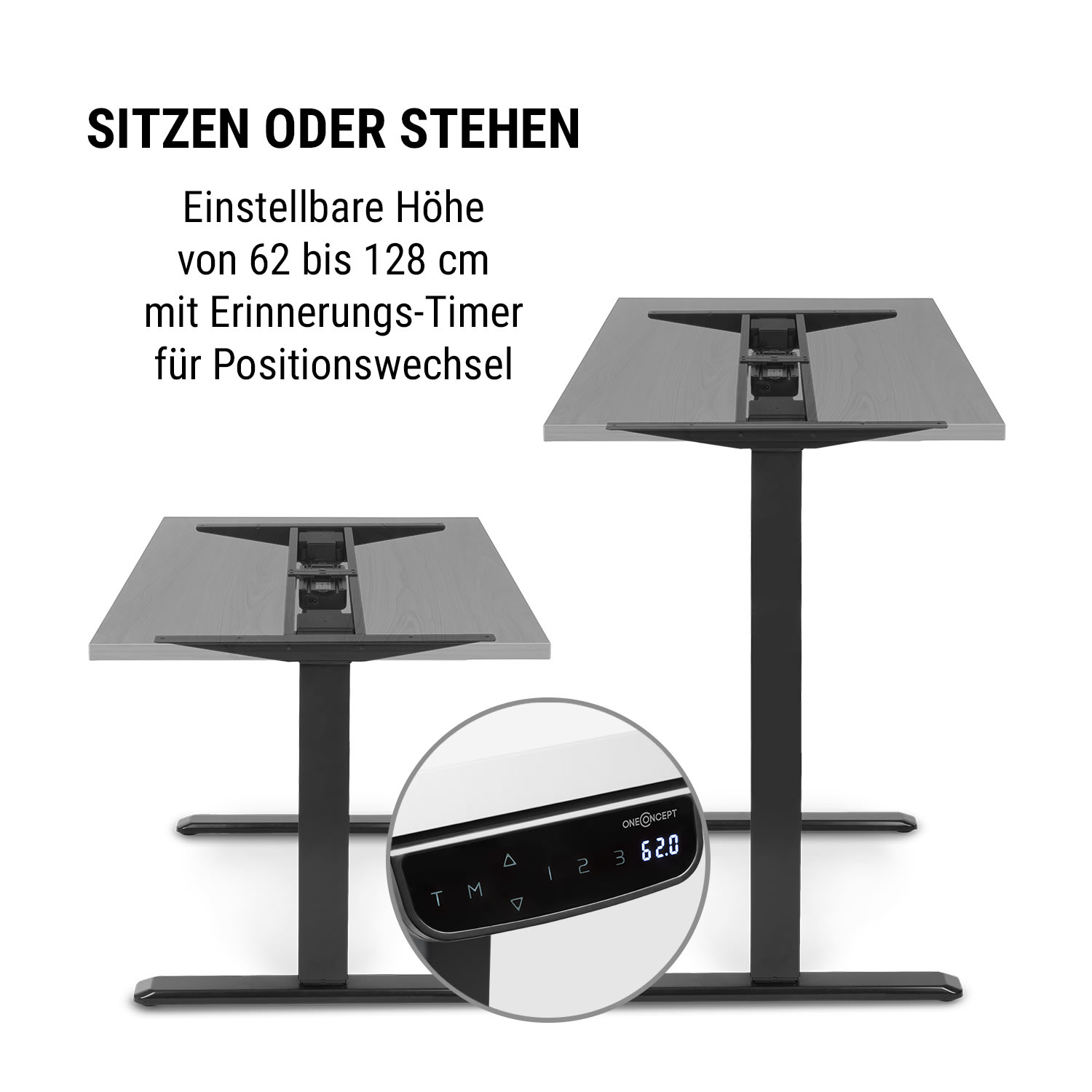 Multidesk Comfort Schreibtisch elektrisch höhenverstellbar 62-128 cm 