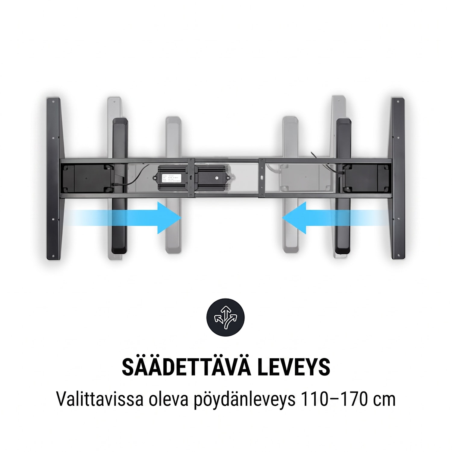 Multidesk Comfort -kirjoituspöytä korkeussäädettävä sähköinen musta sähköinen ohjaus | Musta